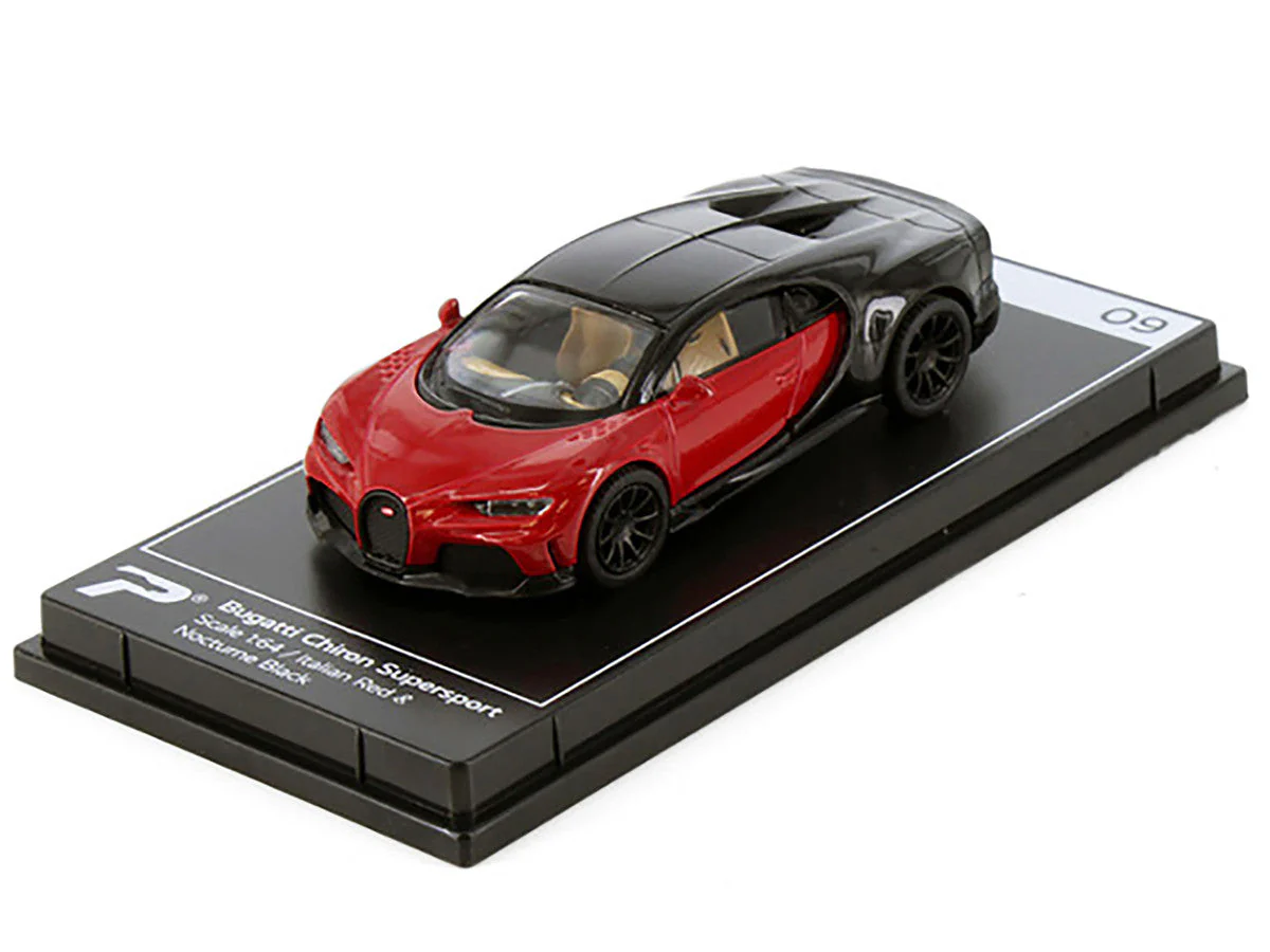 Bugatti Chiron Supersport Italian Red and Nocturne Black "Hypercar League Collection" 1/64 Diecast Model Car by PosterCars - Image 2