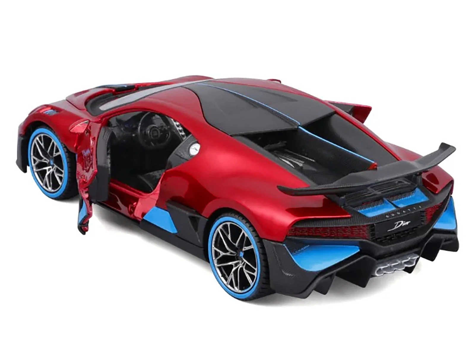 Bugatti Divo Red Metallic with Carbon and Blue Accents "Special Edition" 1/24 Diecast Model Car by Maisto - Image 3