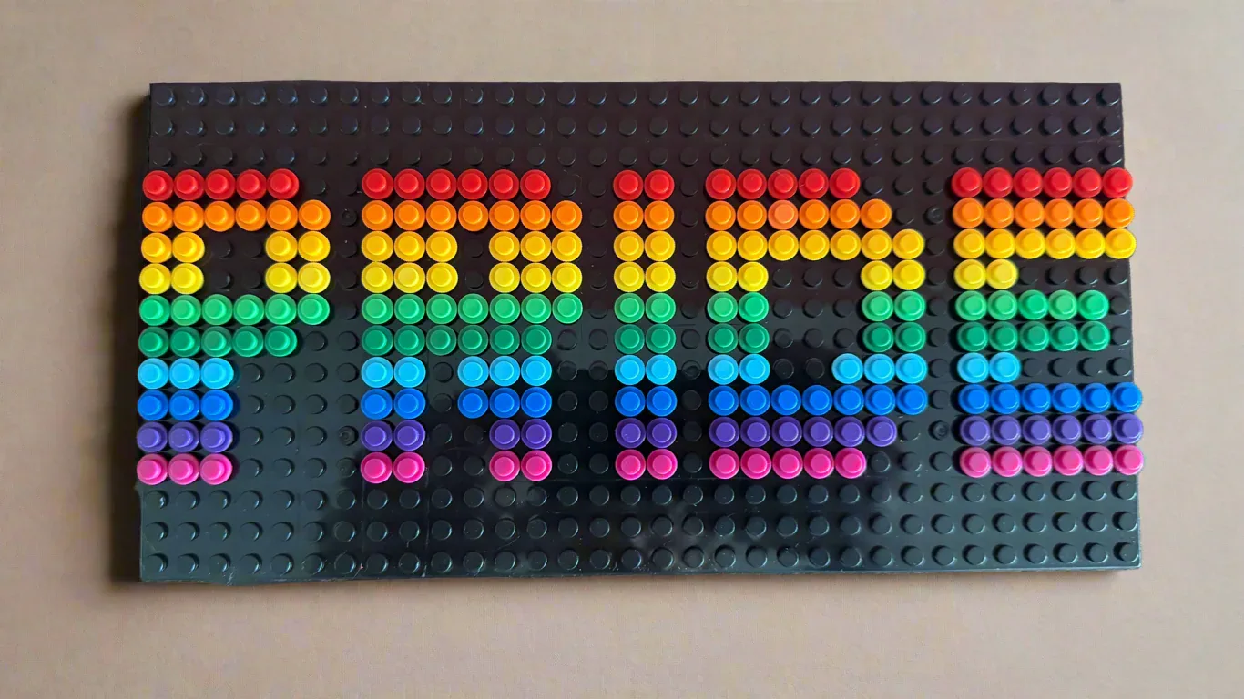 Build-It-Yourself DIY Pride Pixel Art Sign Kit – 32x16 Studs | Rainbow Mosaic on Black Base - Image 4