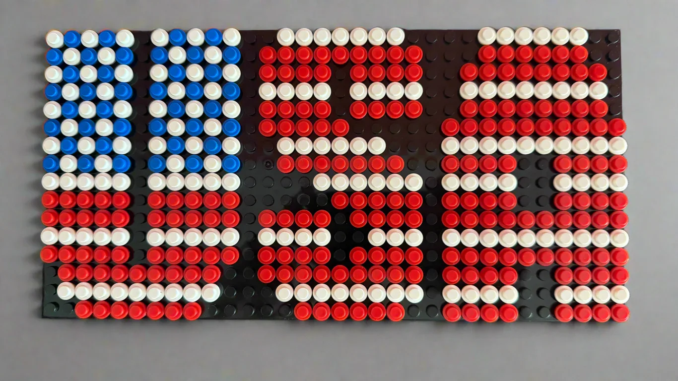Build-It-Yourself DIY USA Flag Brick Sign Kit – 32x16 Studs | Red, White & Blue Mosaic on Black Base - Image 2