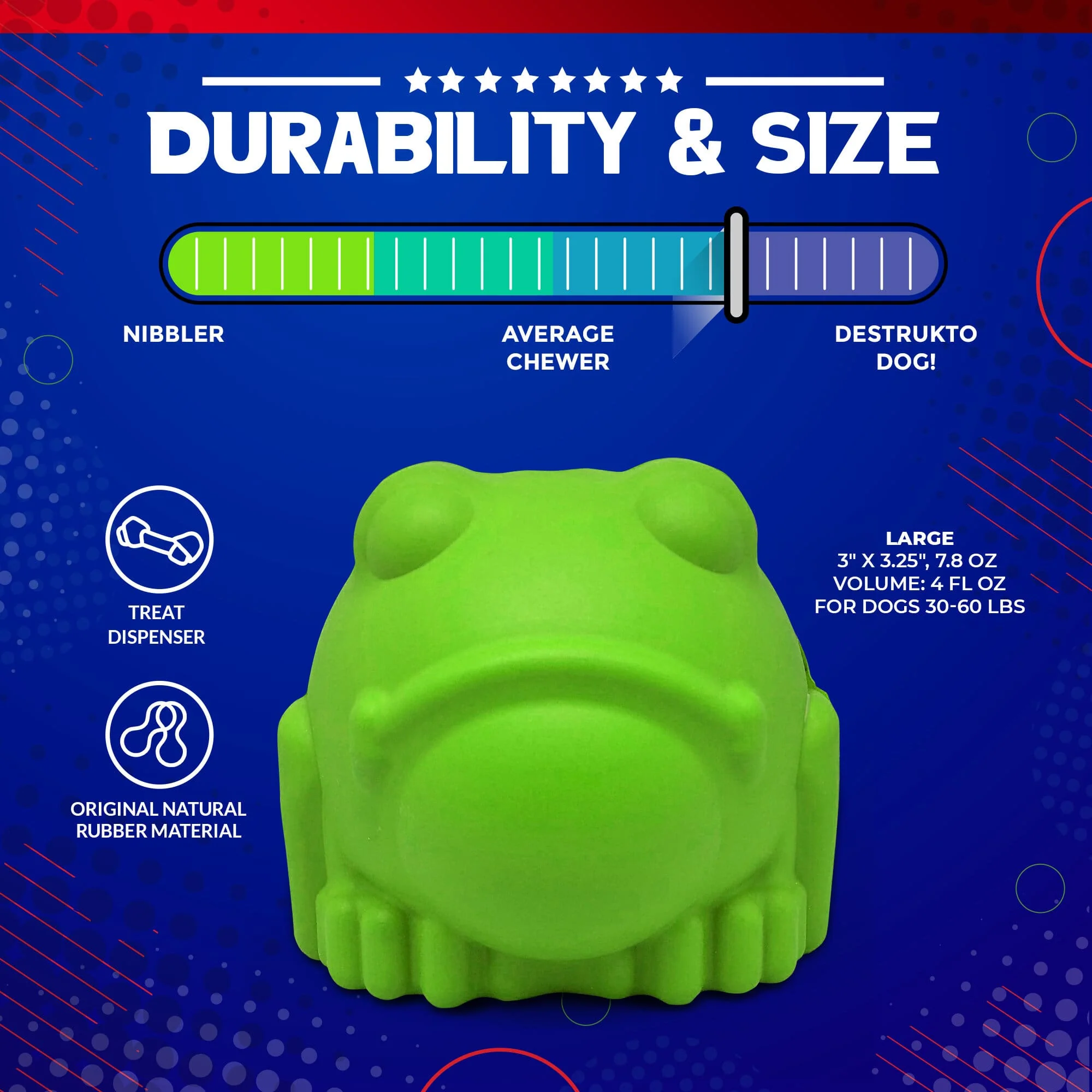 Bull Frog Dog Chew Toy & Treat Dispenser - USA Made | SodaPup - Image 4