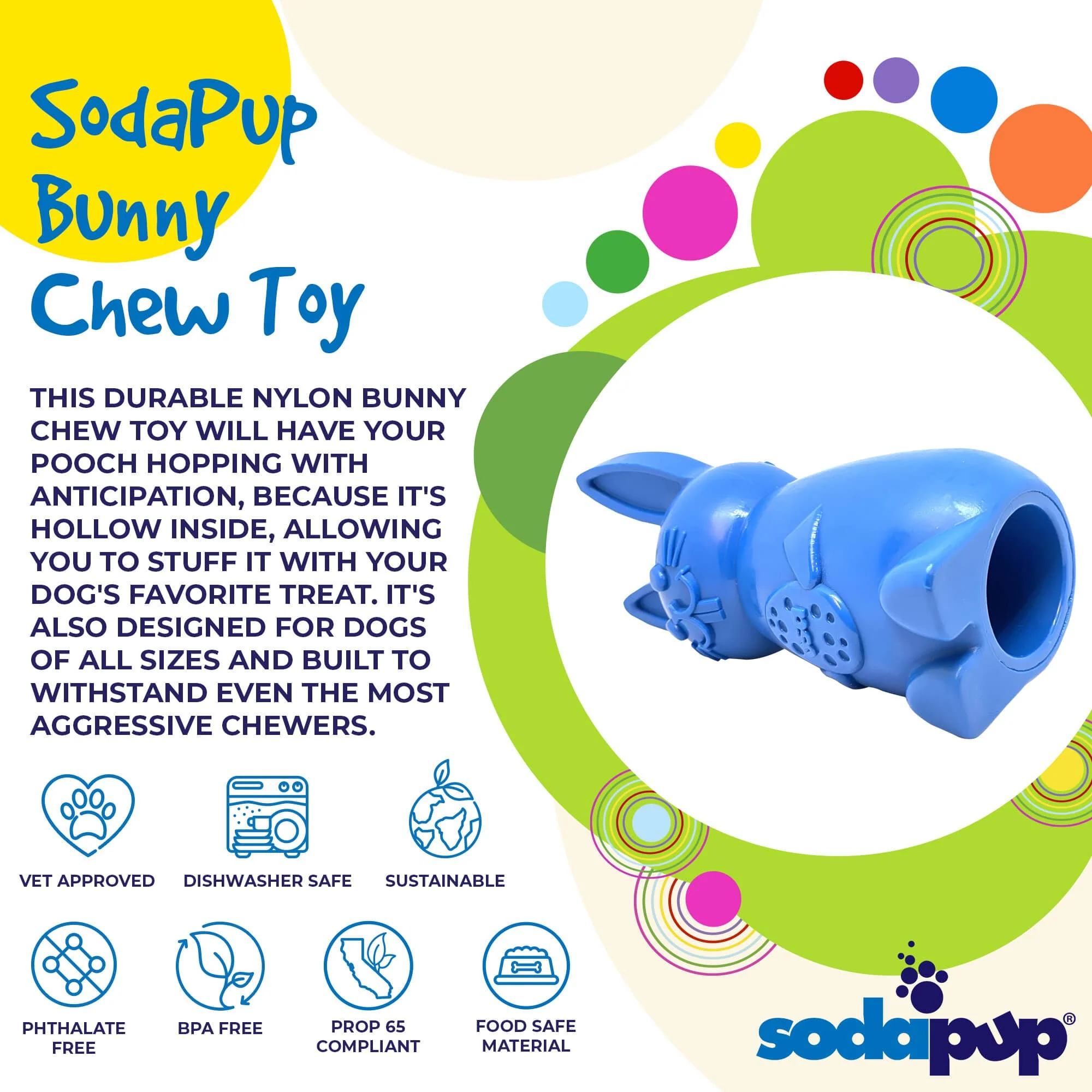 Bunny Nylon Chew Toy for Aggressive Chewers | Durable & USA Made - Image 2