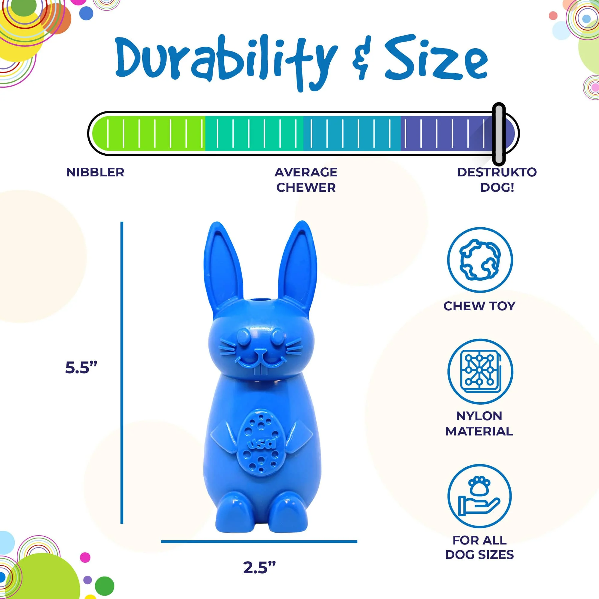 Bunny Nylon Chew Toy for Aggressive Chewers | Durable & USA Made - Image 4
