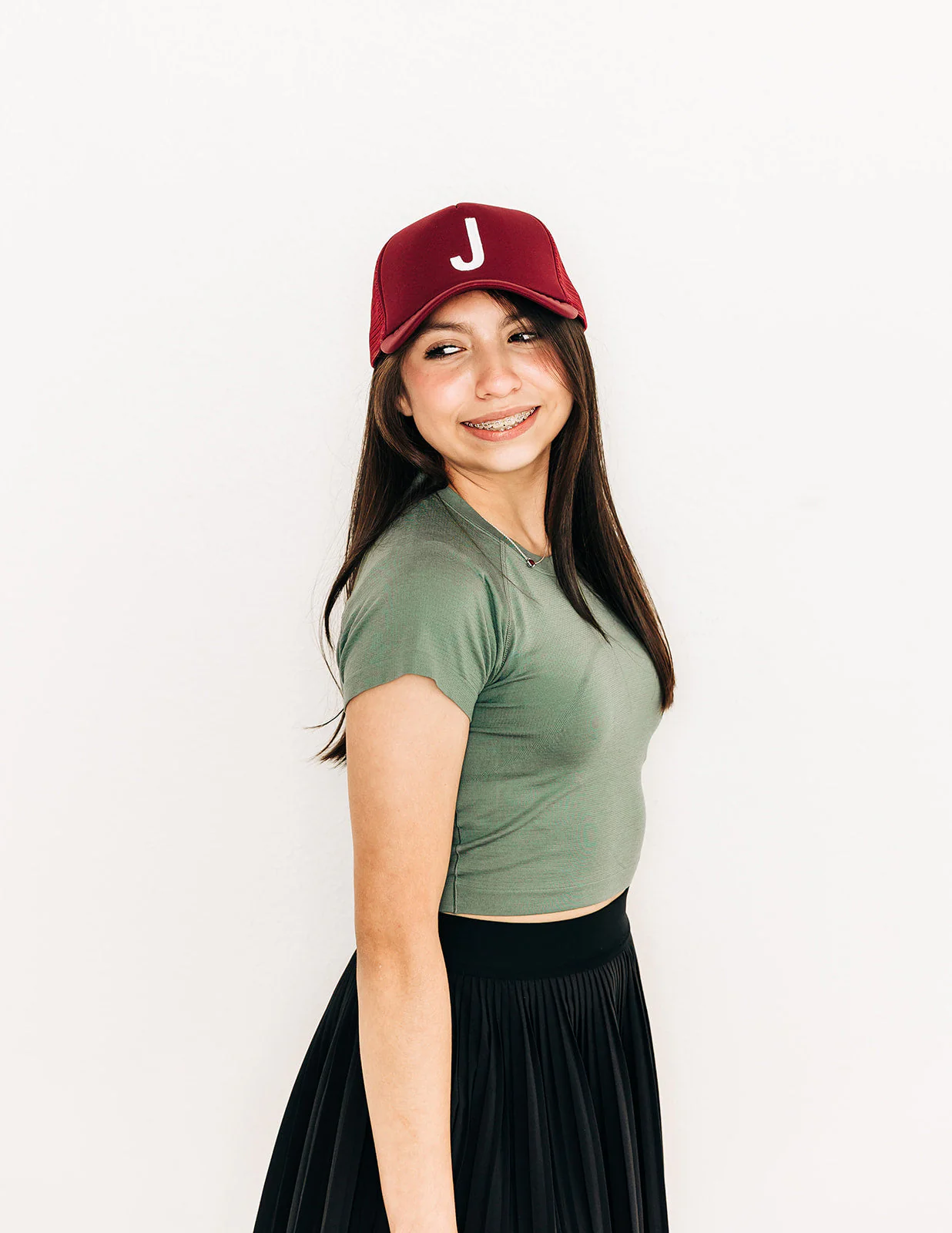 Burgundy Letter Trucker Hat - Image 4