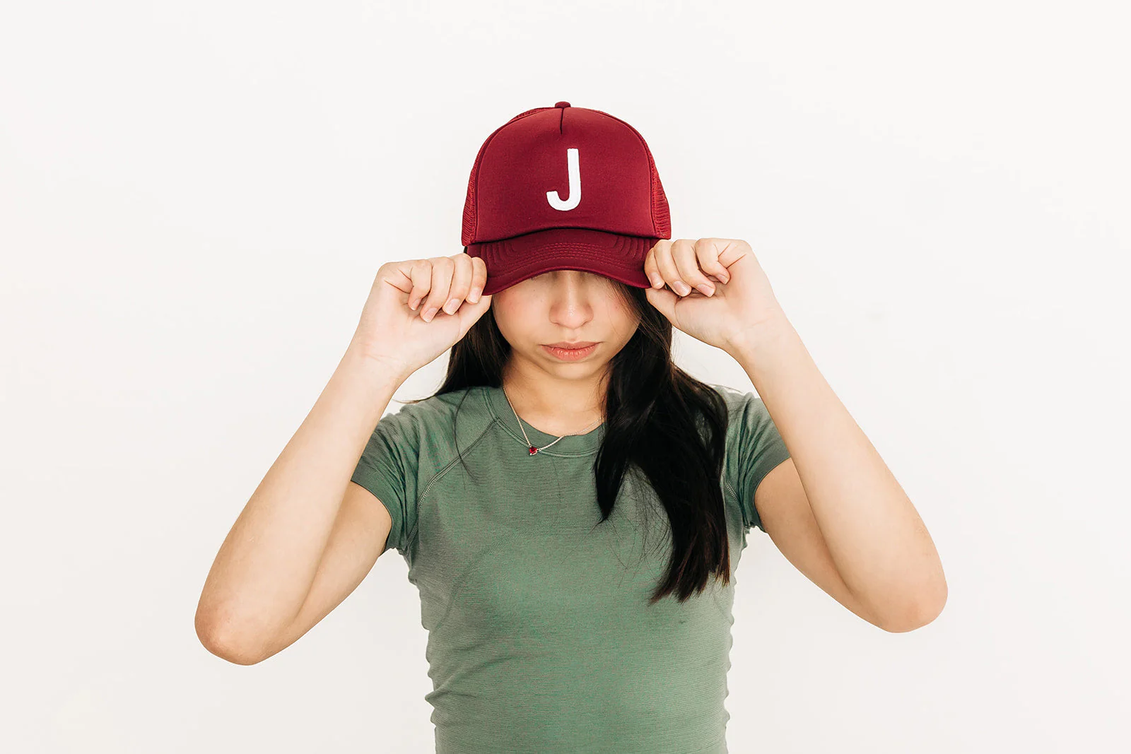 Burgundy Letter Trucker Hat - Image 8