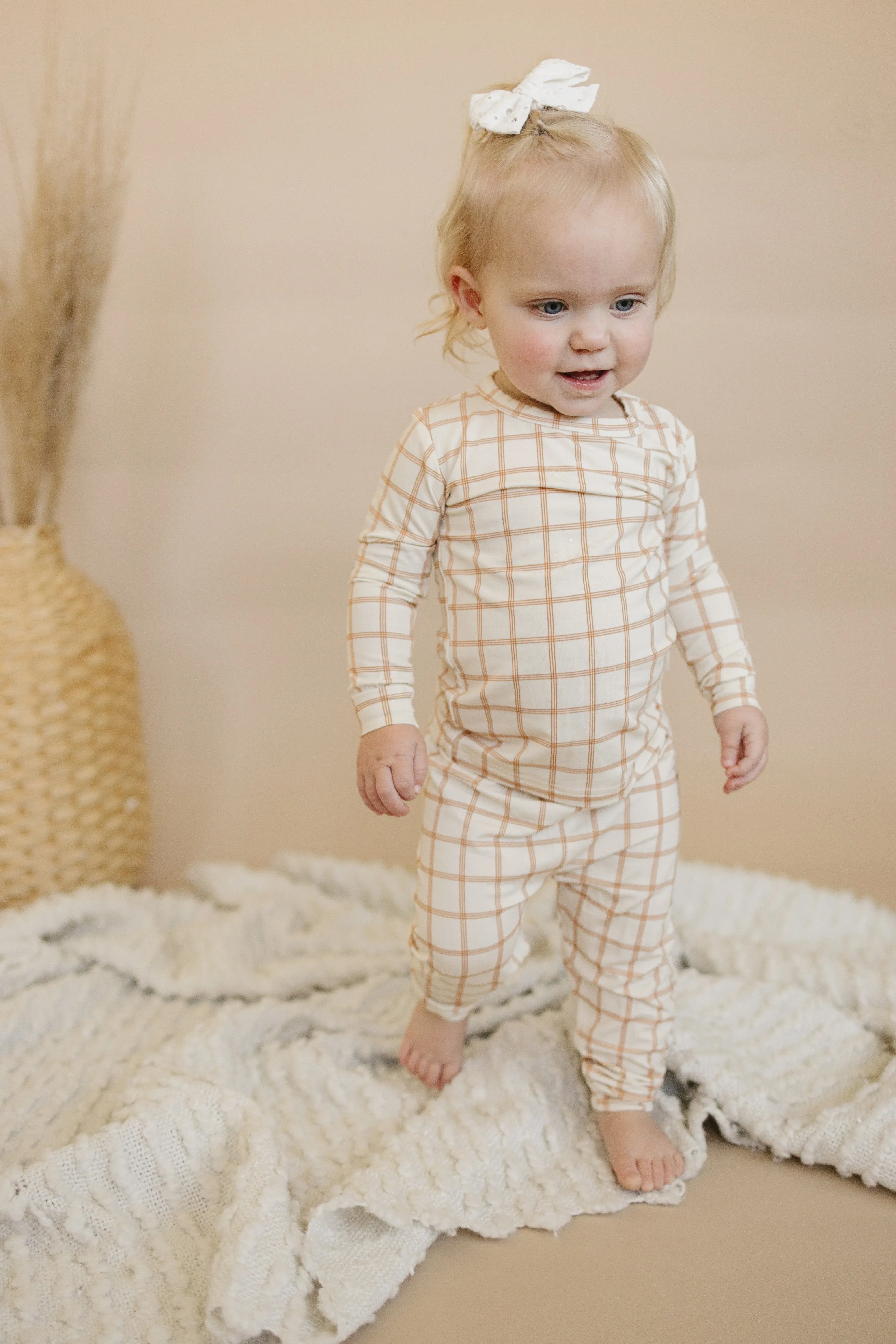 Burnt Orange Plaid 2pc Bamboo Pajamas - Image 3