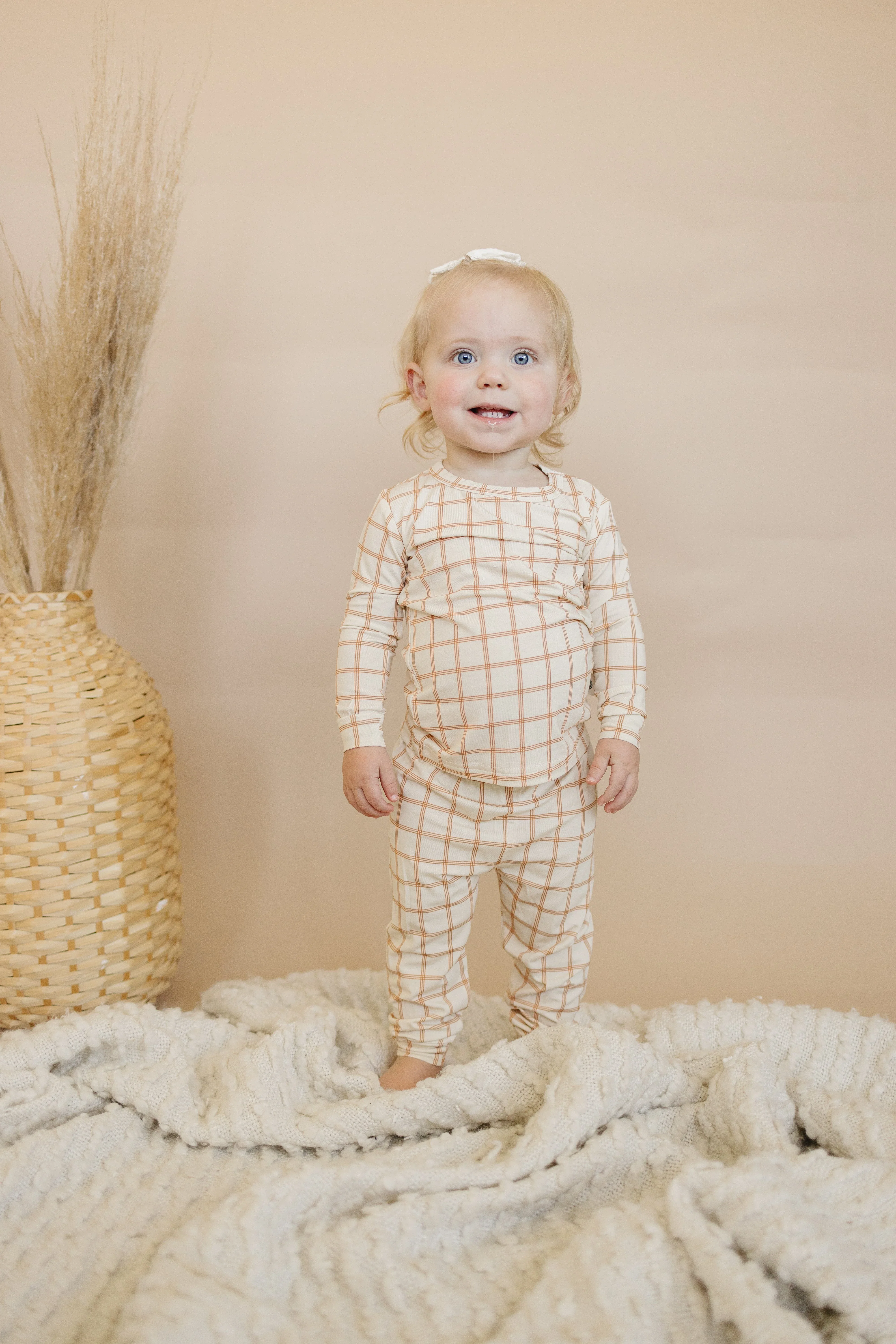 Burnt Orange Plaid 2pc Bamboo Pajamas - Image 4