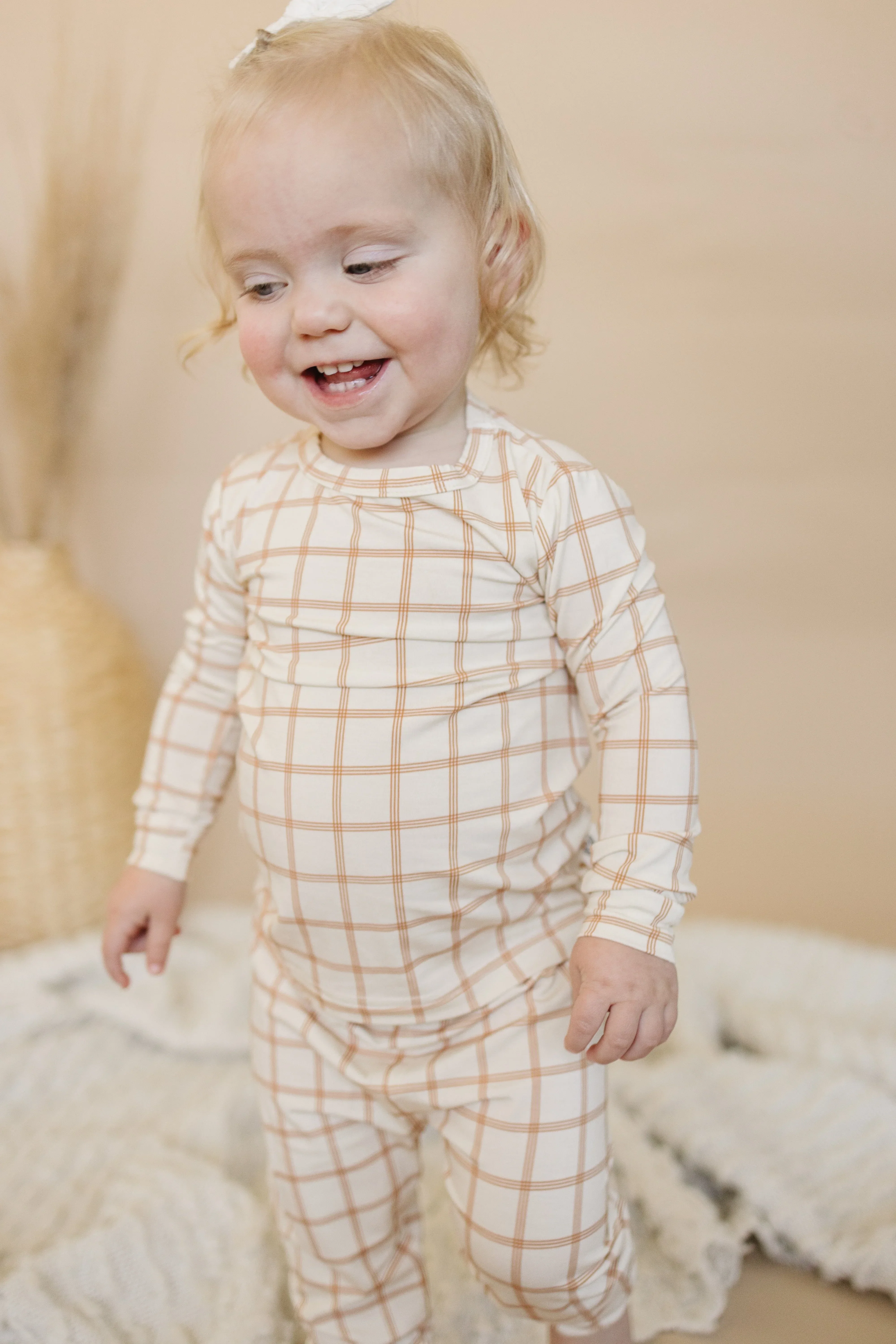 Burnt Orange Plaid 2pc Bamboo Pajamas - Image 6