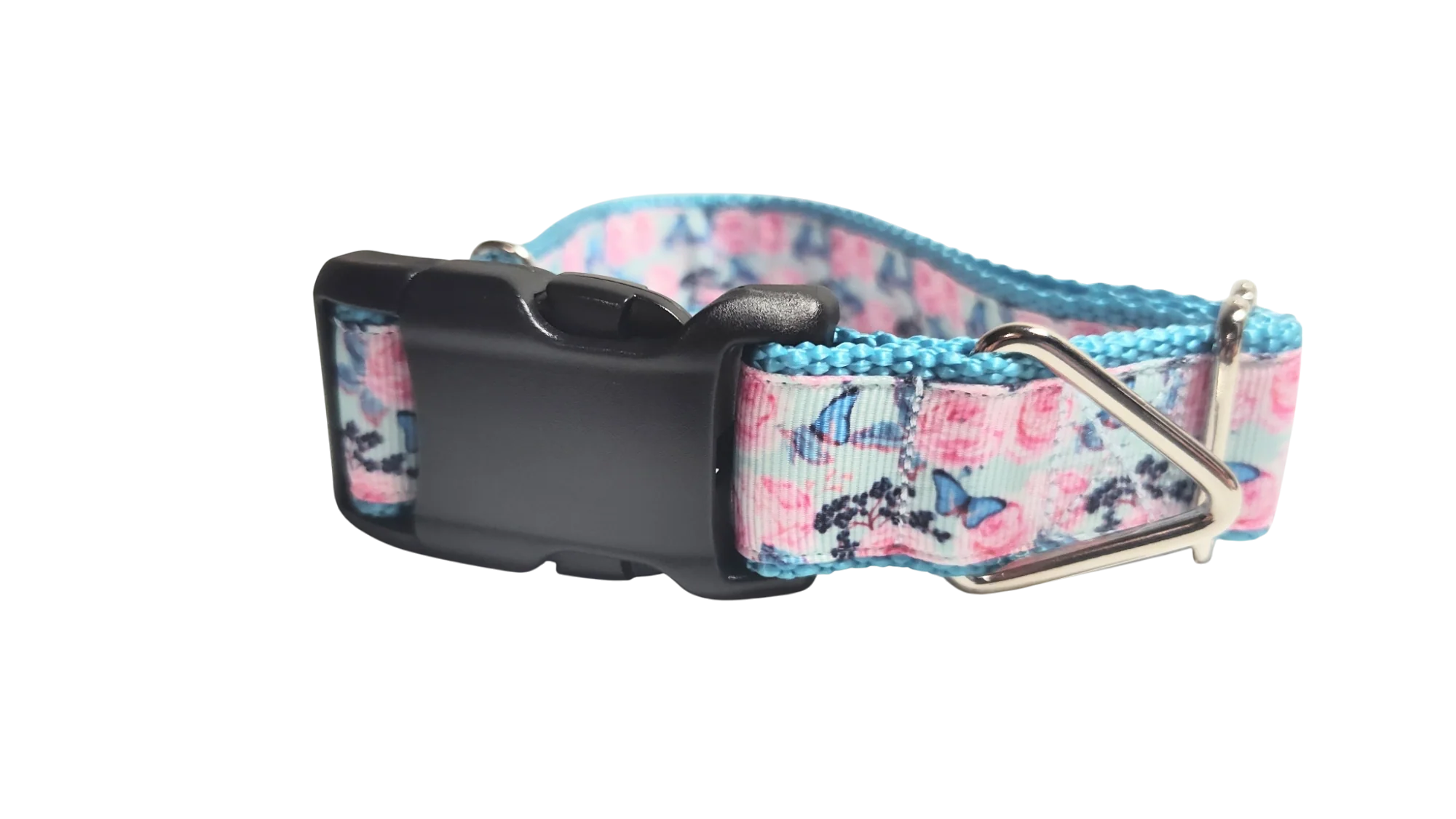 Butterflies and Roses Nylon Dog Collar - Image 2