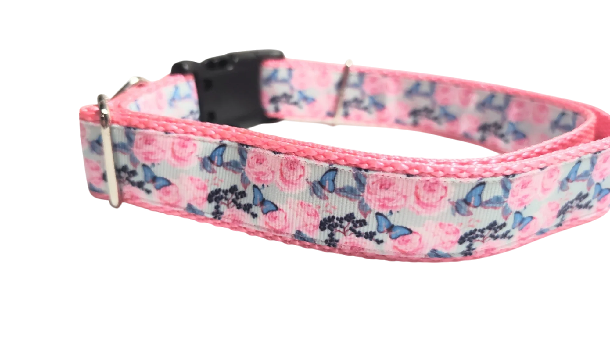Butterflies and Roses Nylon Dog Collar - Image 3