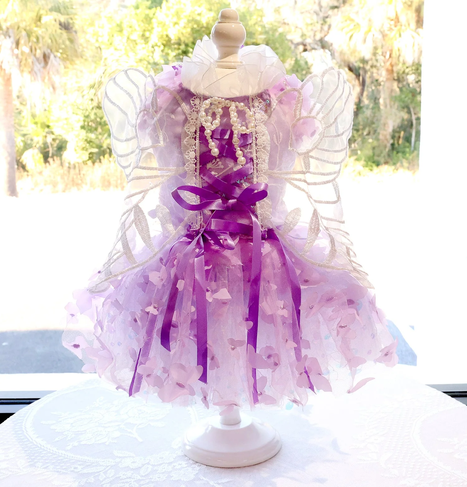 Butterfly Fairy Dog Dress with Wings – Luxury Tulle Pet Princess Outfit - Image 4