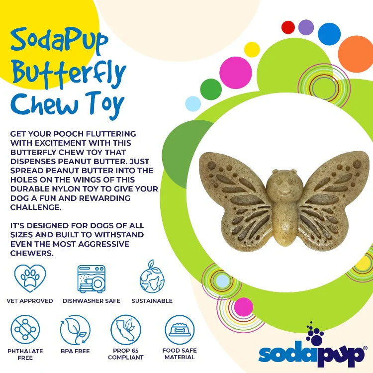 Butterfly Nylon Chew & Enrichment Toy | 2-in-1 for Aggressive Chewers | SodaPup - Image 4