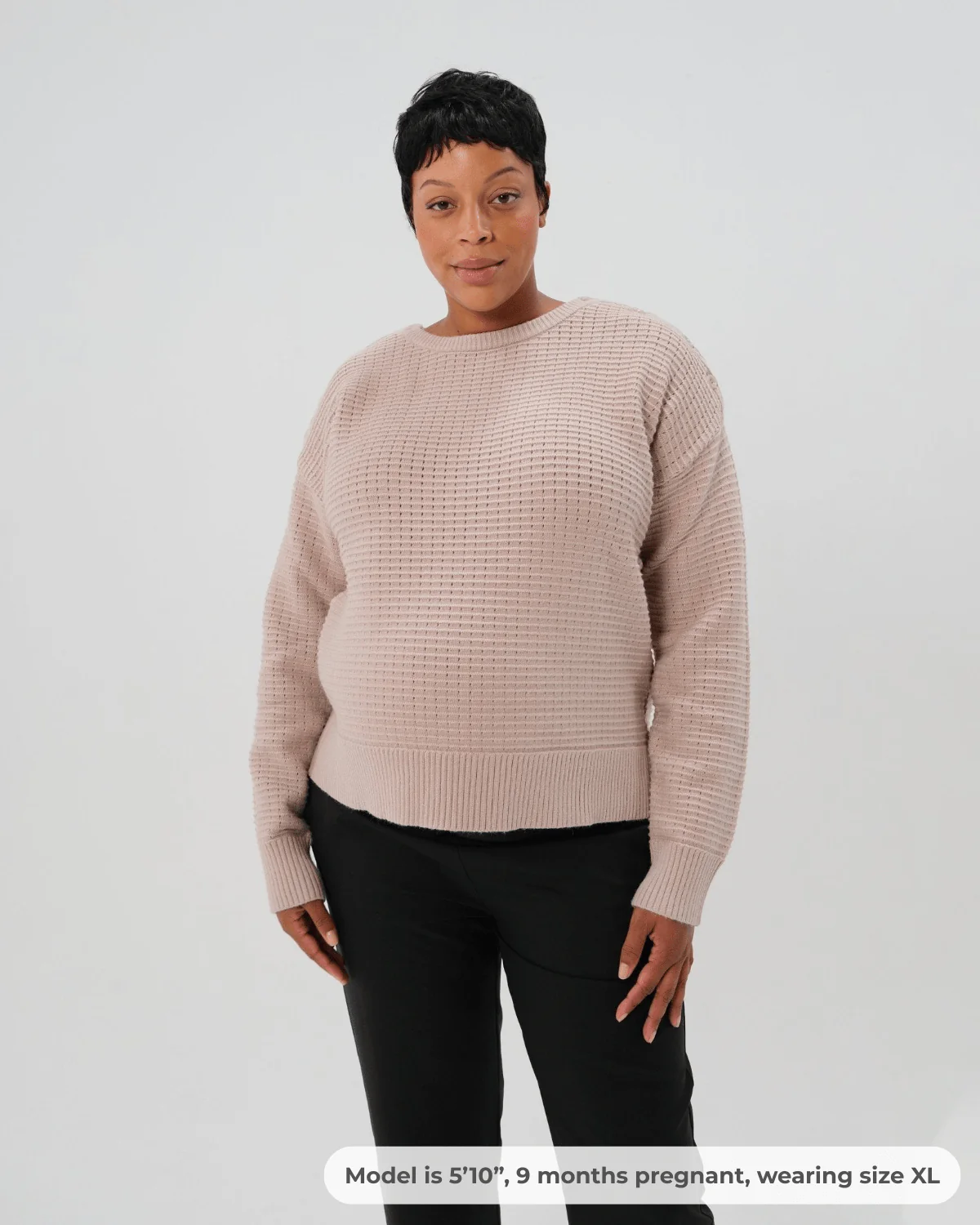 Button-Shoulder Maternity & Nursing Sweater w/Thumbhole Feature - Image 11