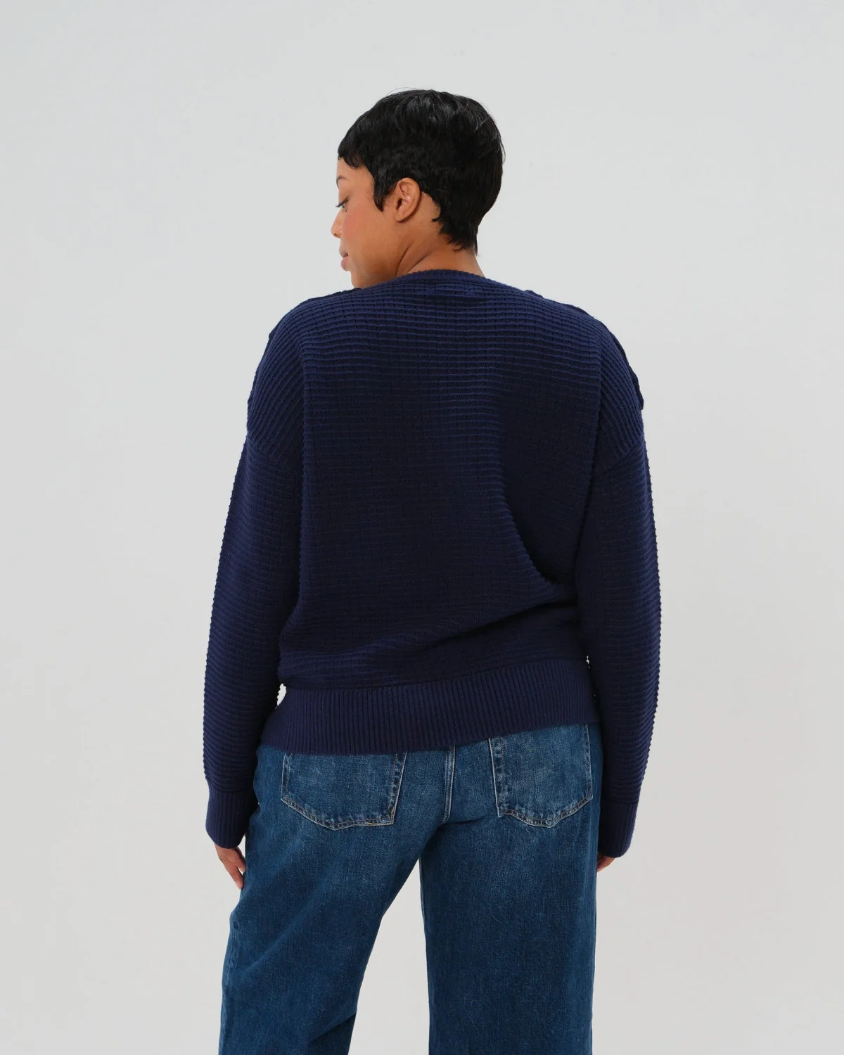 Button-Shoulder Maternity & Nursing Sweater w/Thumbhole Feature - Image 3