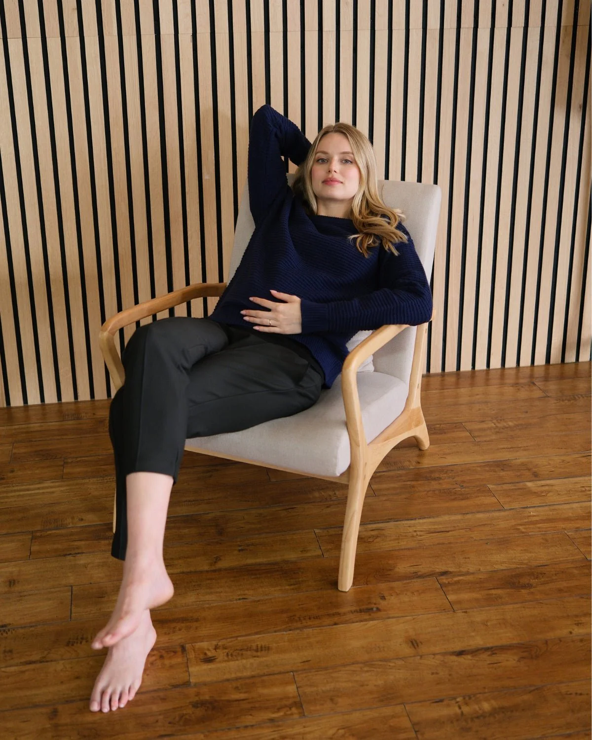 Button-Shoulder Maternity & Nursing Sweater w/Thumbhole Feature - Image 5