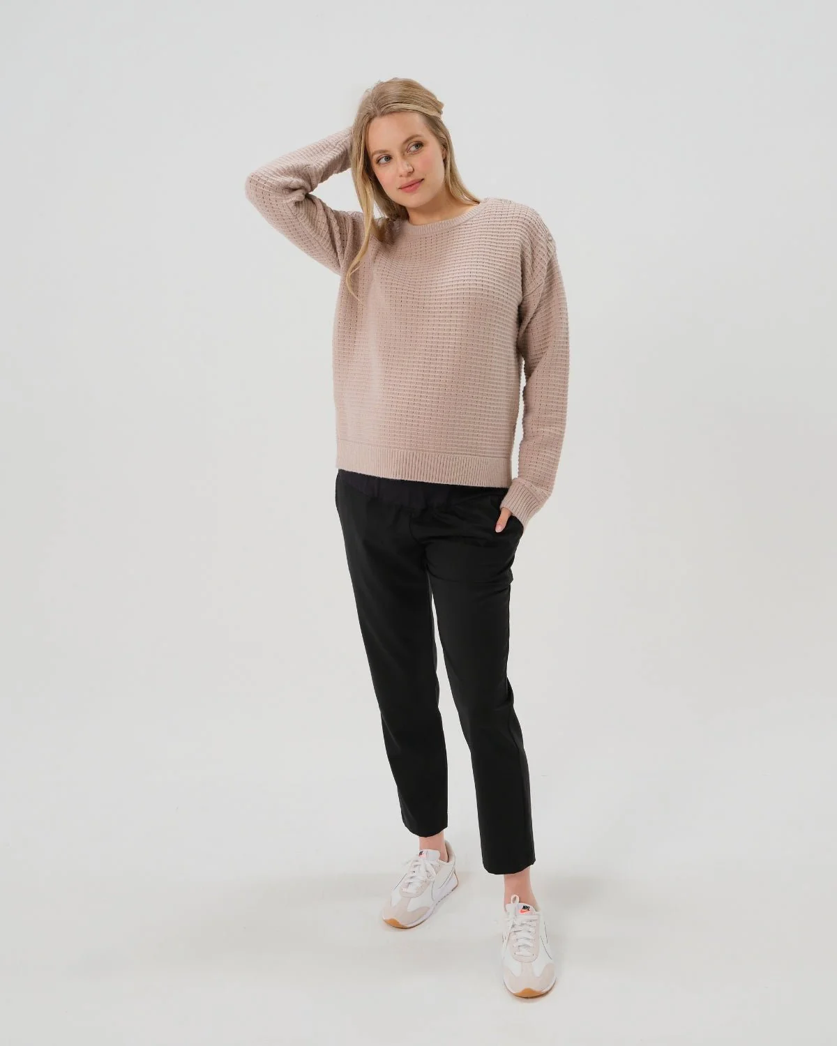 Button-Shoulder Maternity & Nursing Sweater w/Thumbhole Feature - Image 7