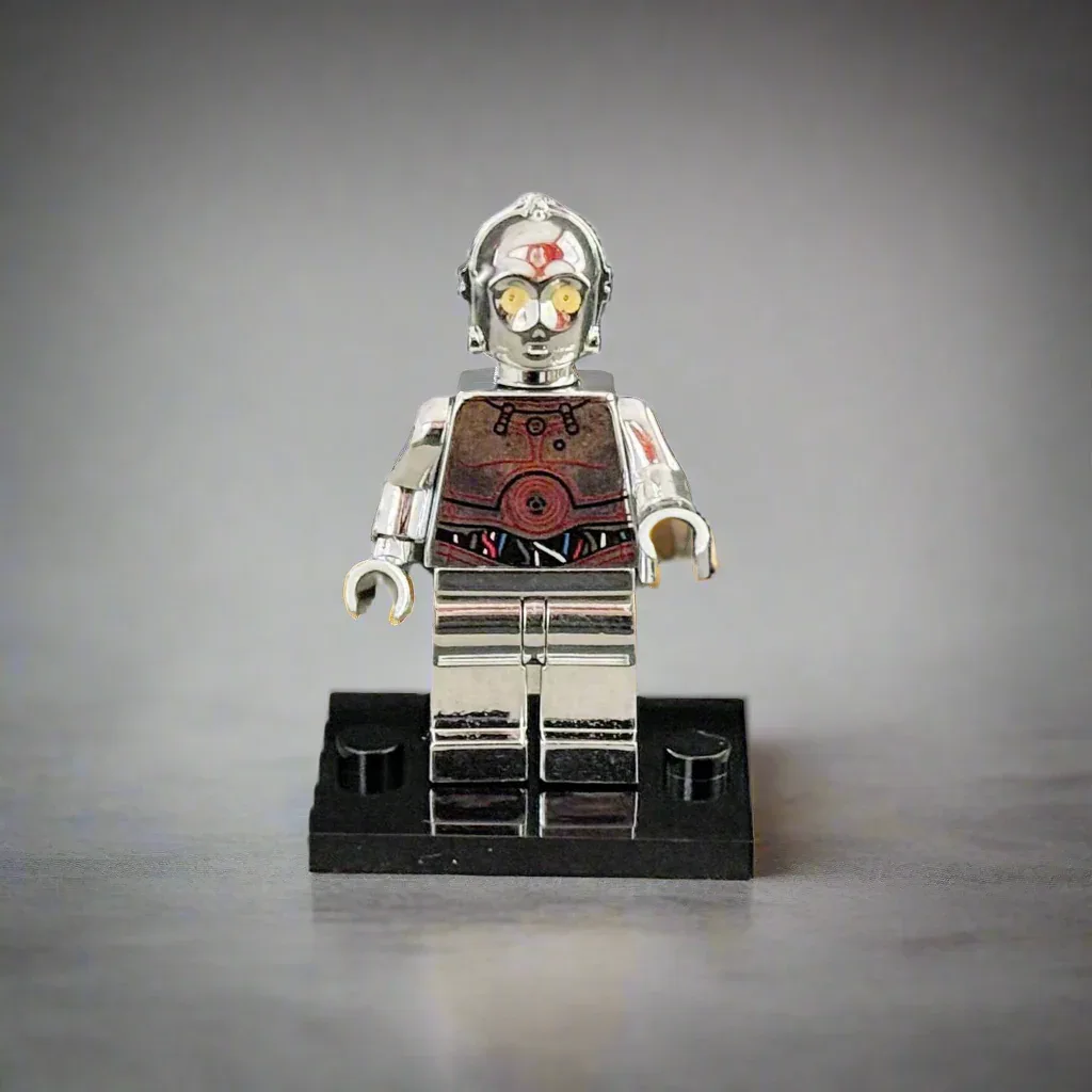 C-3PO Electroplated Silver Chrome – Custom Brick Compatible Minifigure - Image 2