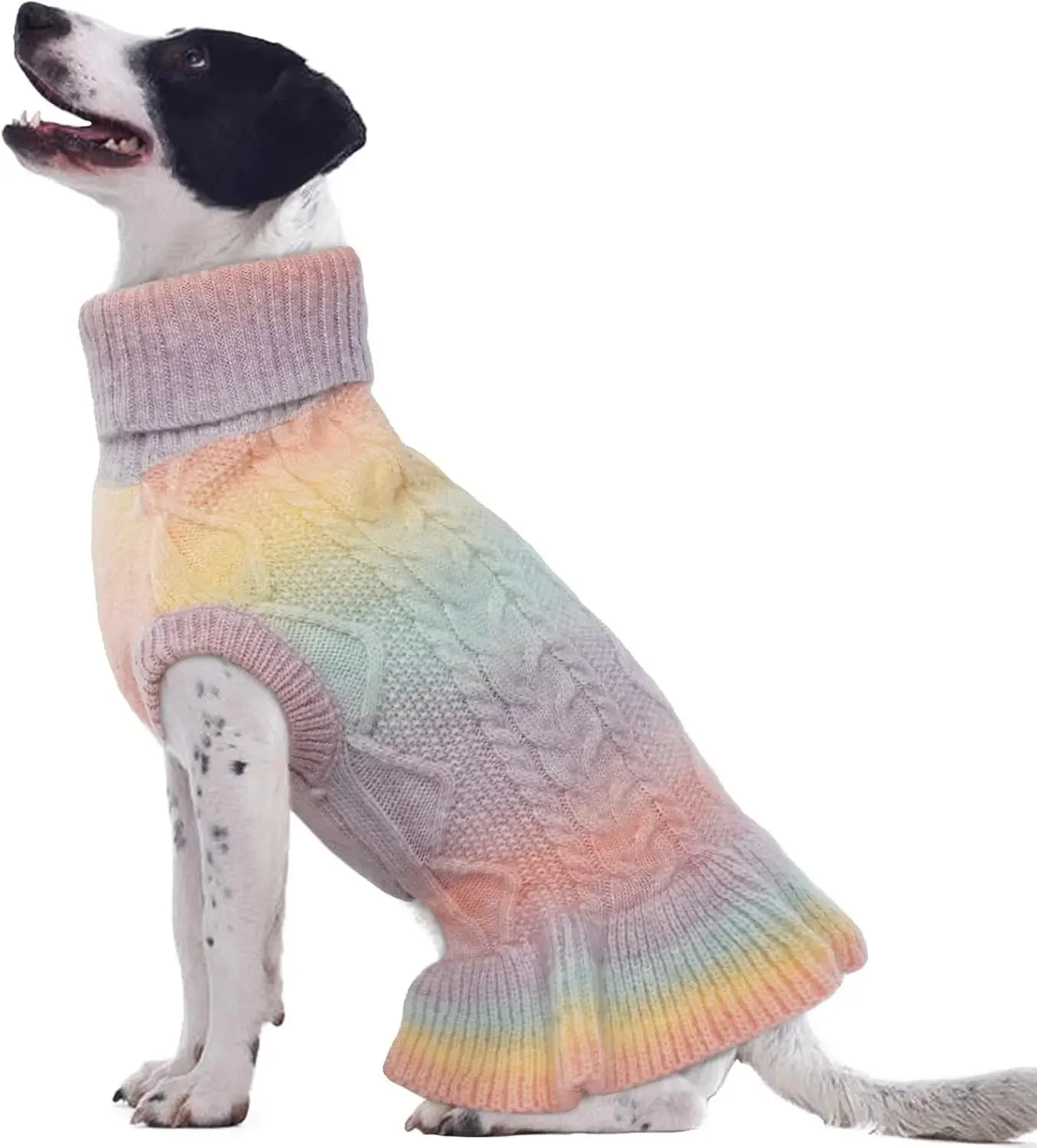 Cable Knit Dog Sweater Dress | Soft Turtleneck Warm Pet Pullover (XS–XL) - Image 15