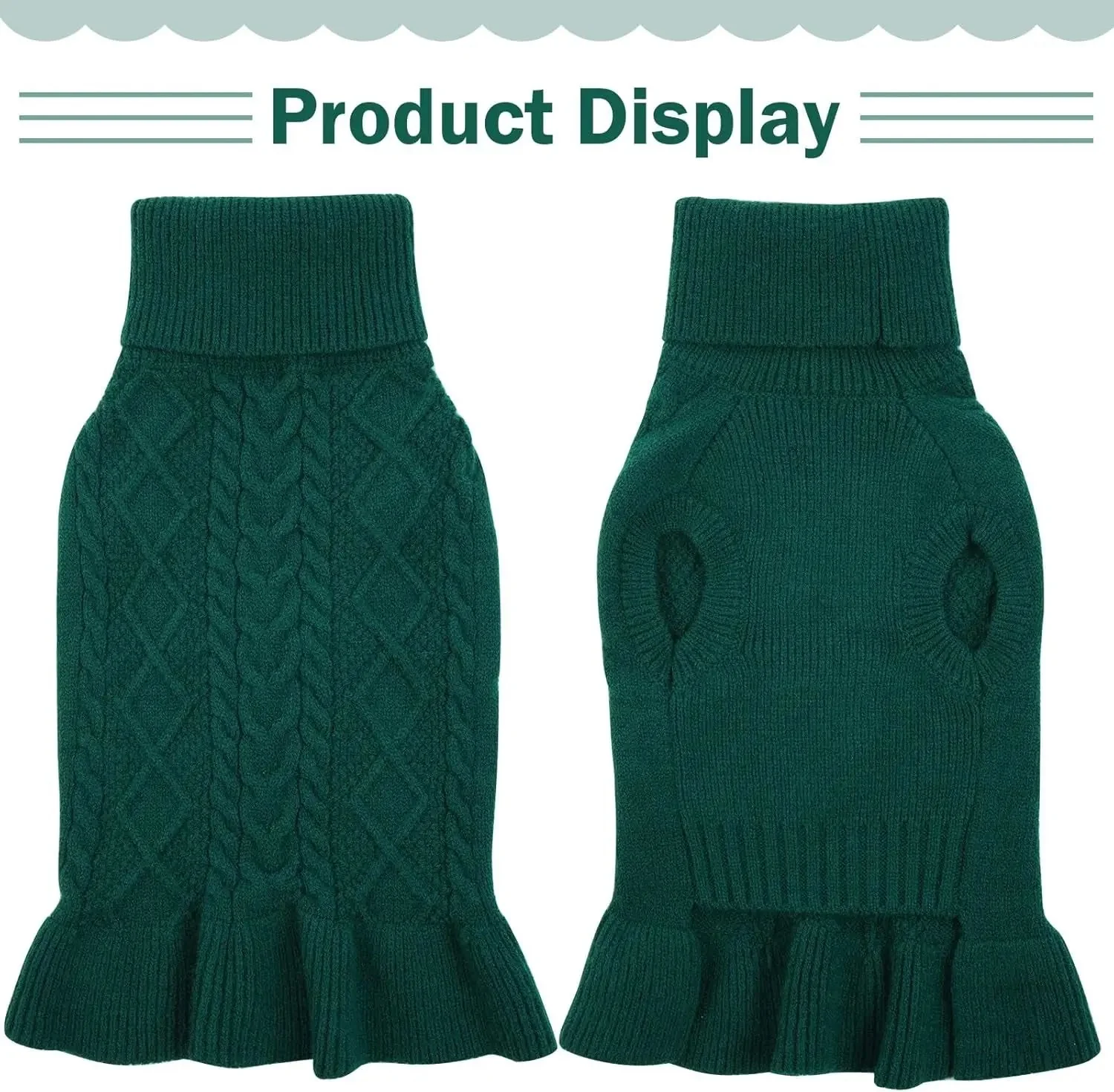 Cable Knit Dog Sweater Dress | Soft Turtleneck Warm Pet Pullover (XS–XL) - Image 6