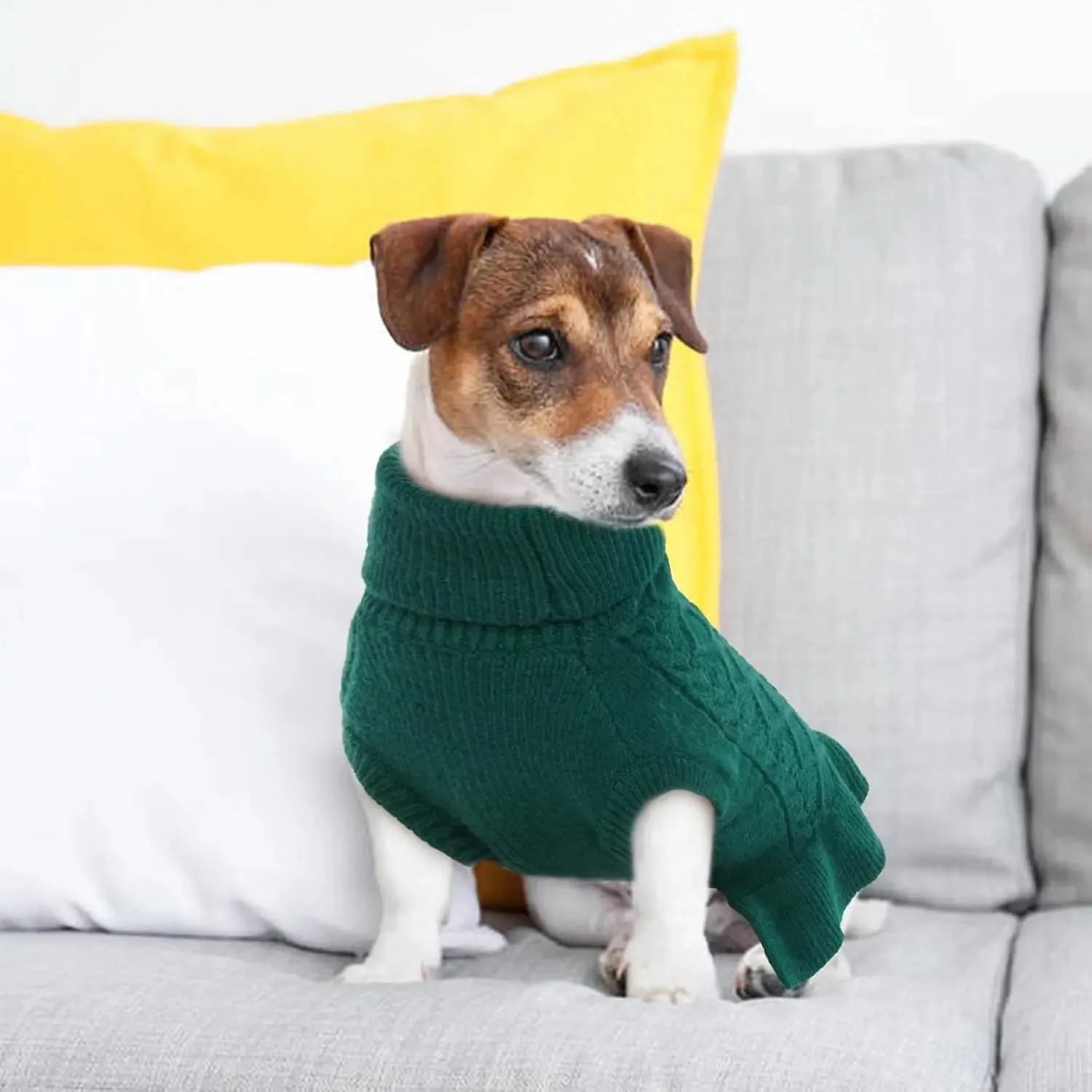 Cable Knit Dog Sweater Dress | Soft Turtleneck Warm Pet Pullover (XS–XL) - Image 7