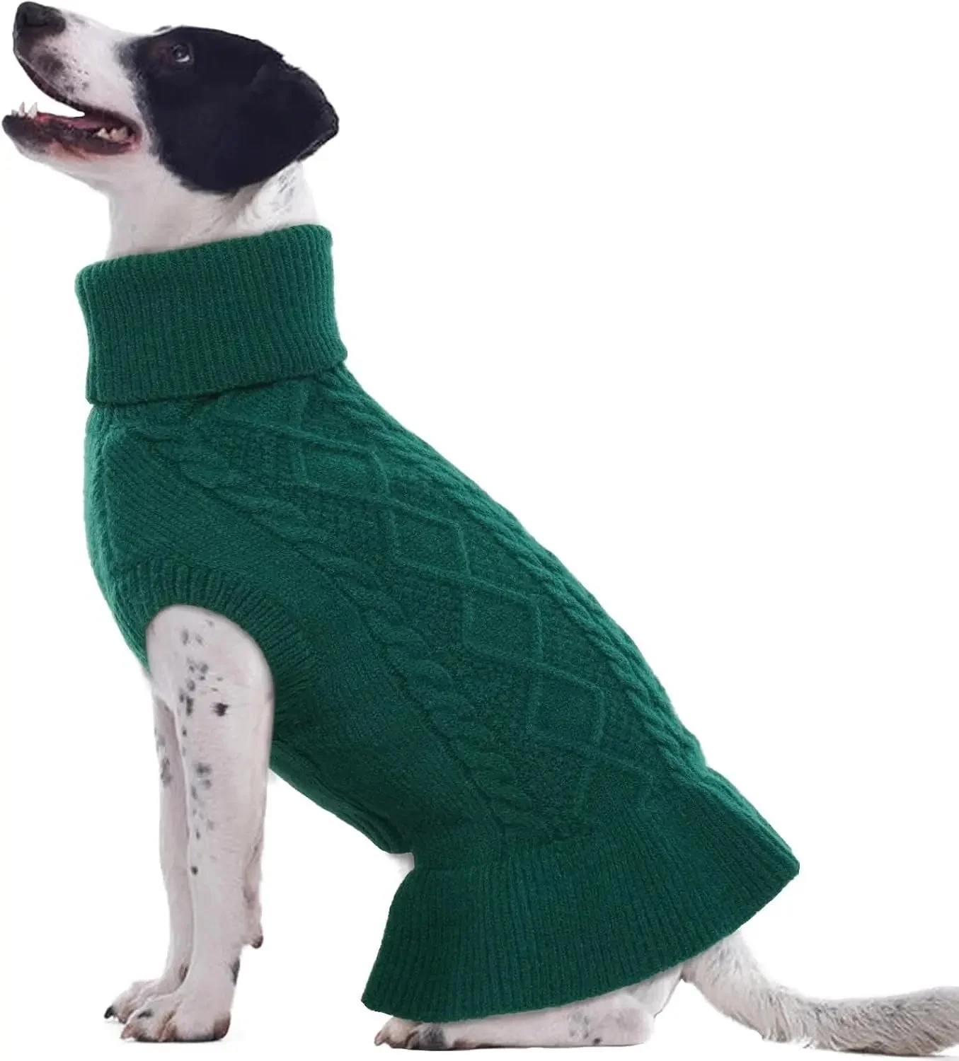 Cable Knit Dog Sweater Dress | Soft Turtleneck Warm Pet Pullover (XS–XL) - Image 8