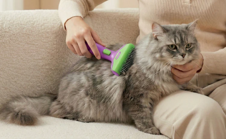 CalmCare Grooming Brush with One-Click Fur Release by Dr. Milou - Image 2