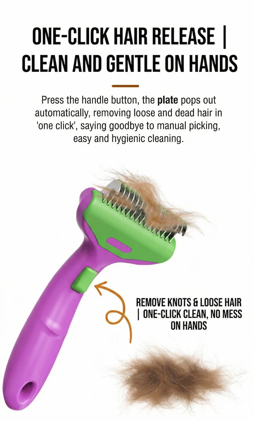 CalmCare Grooming Brush with One-Click Fur Release by Dr. Milou - Image 5