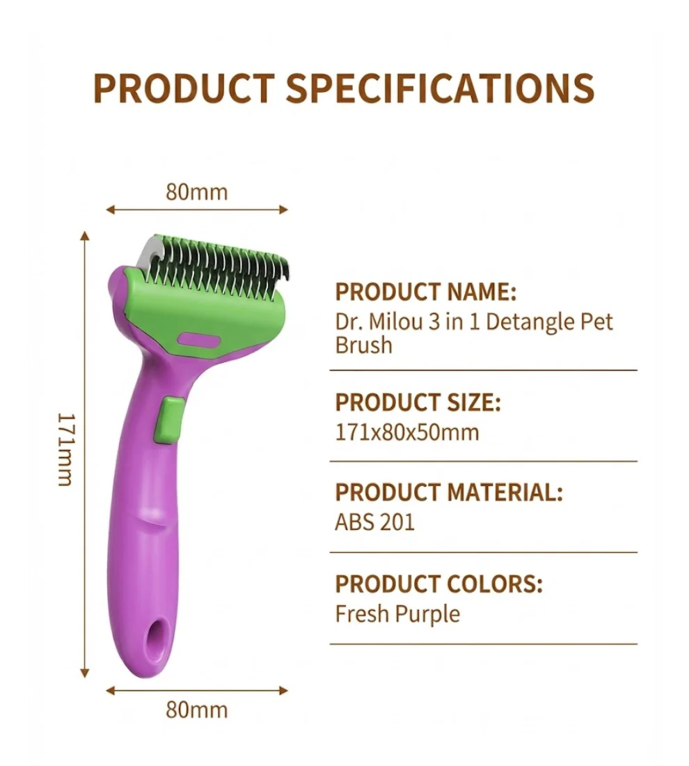 CalmCare Grooming Brush with One-Click Fur Release by Dr. Milou - Image 7