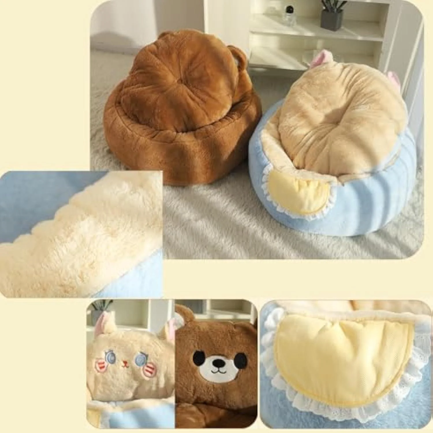 Calming Fluffy Sleep Cute Cat Bed - Image 3
