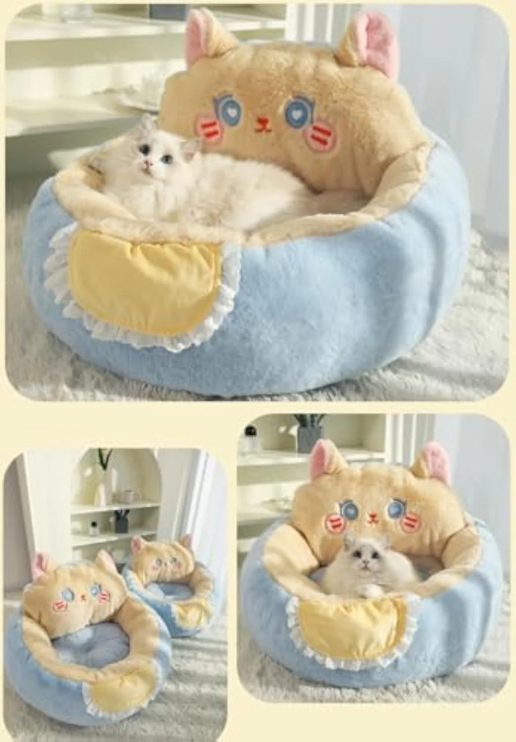 Calming Fluffy Sleep Cute Cat Bed - Image 4