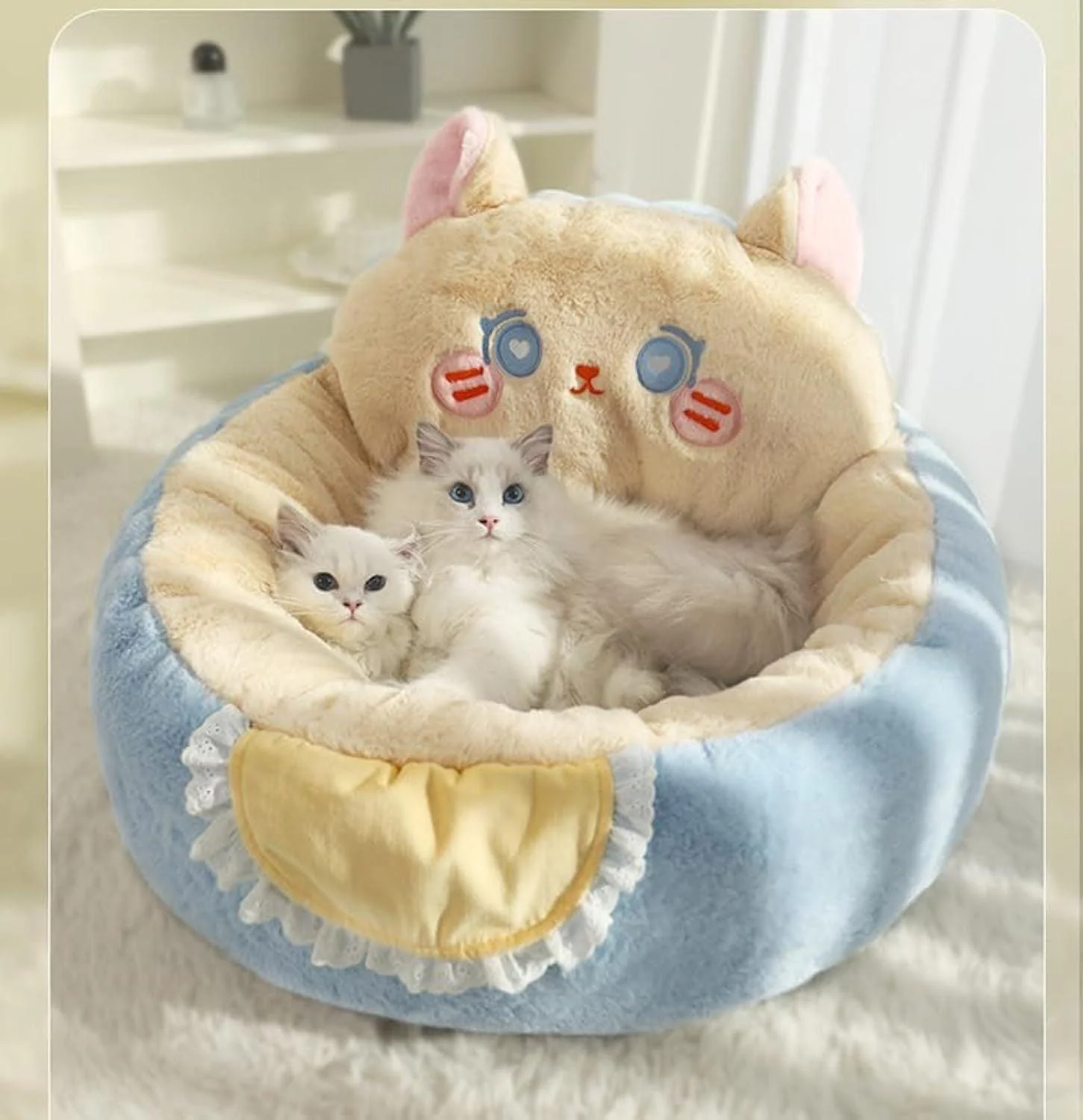 Calming Fluffy Sleep Cute Cat Bed - Image 5