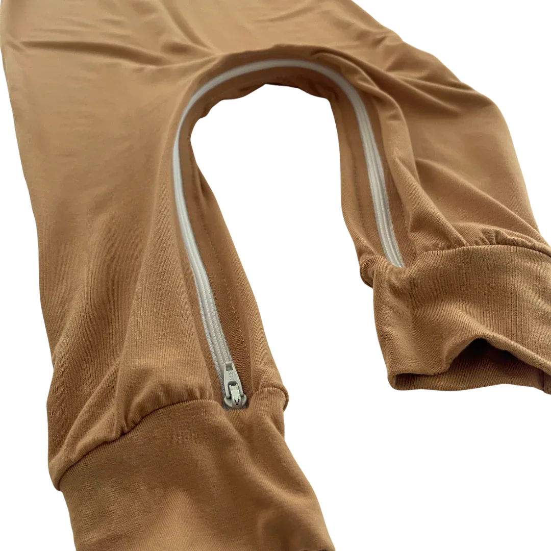 Camel Bamboo Lyocell Romper with G-Tube Access - Image 3