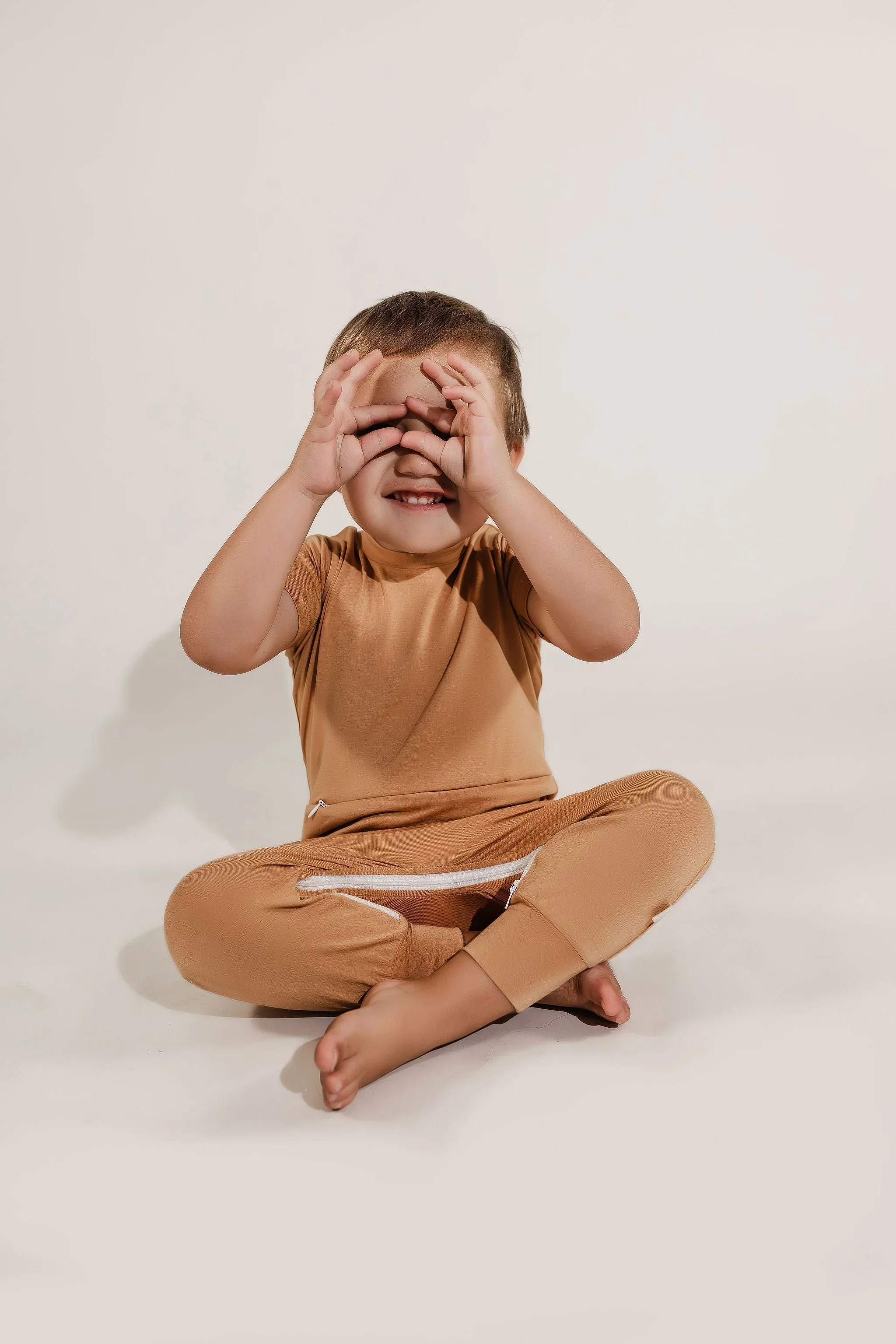 Camel Bamboo Lyocell Romper with G-Tube Access - Image 5