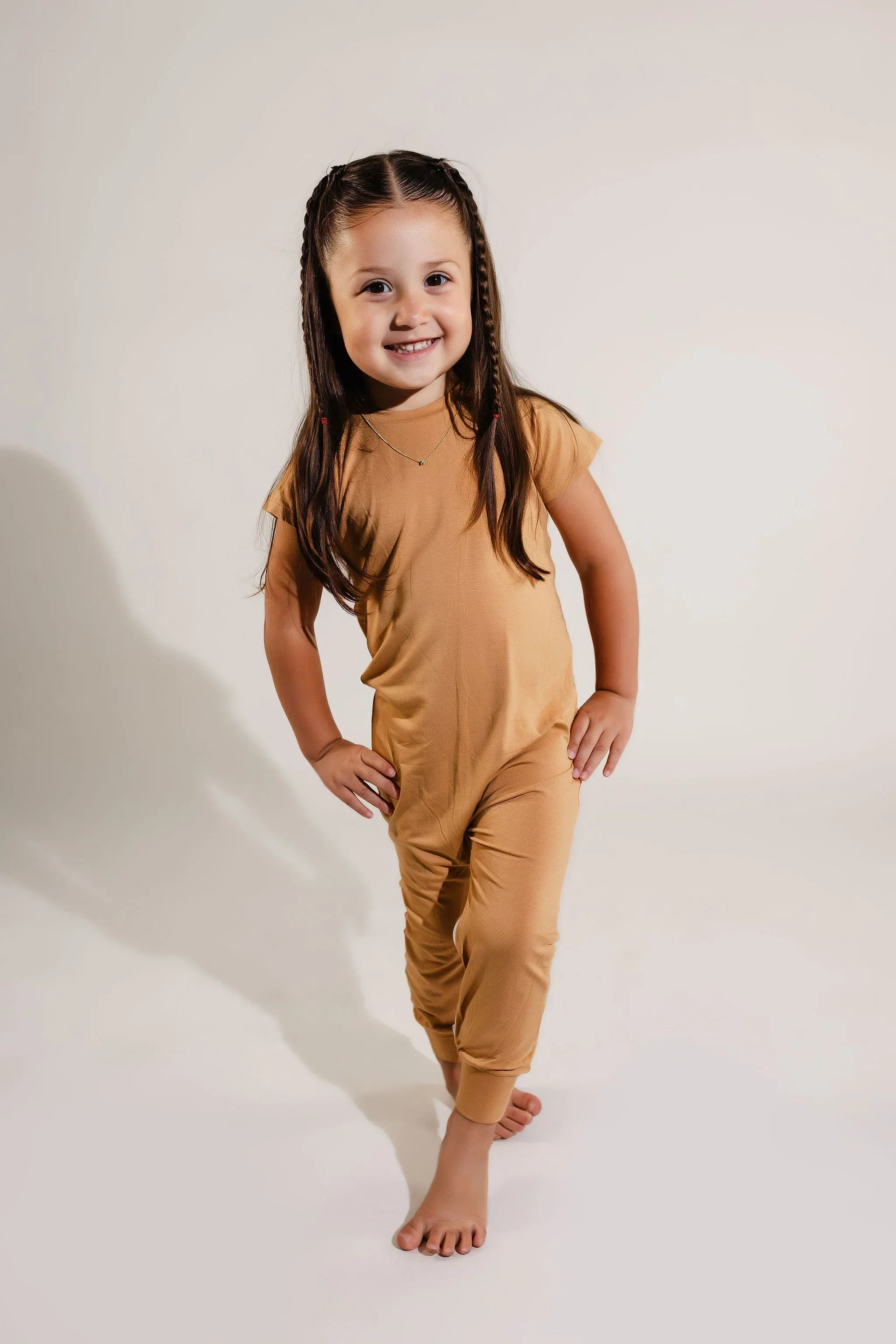 Camel Bamboo Lyocell Zip Romper - Image 2