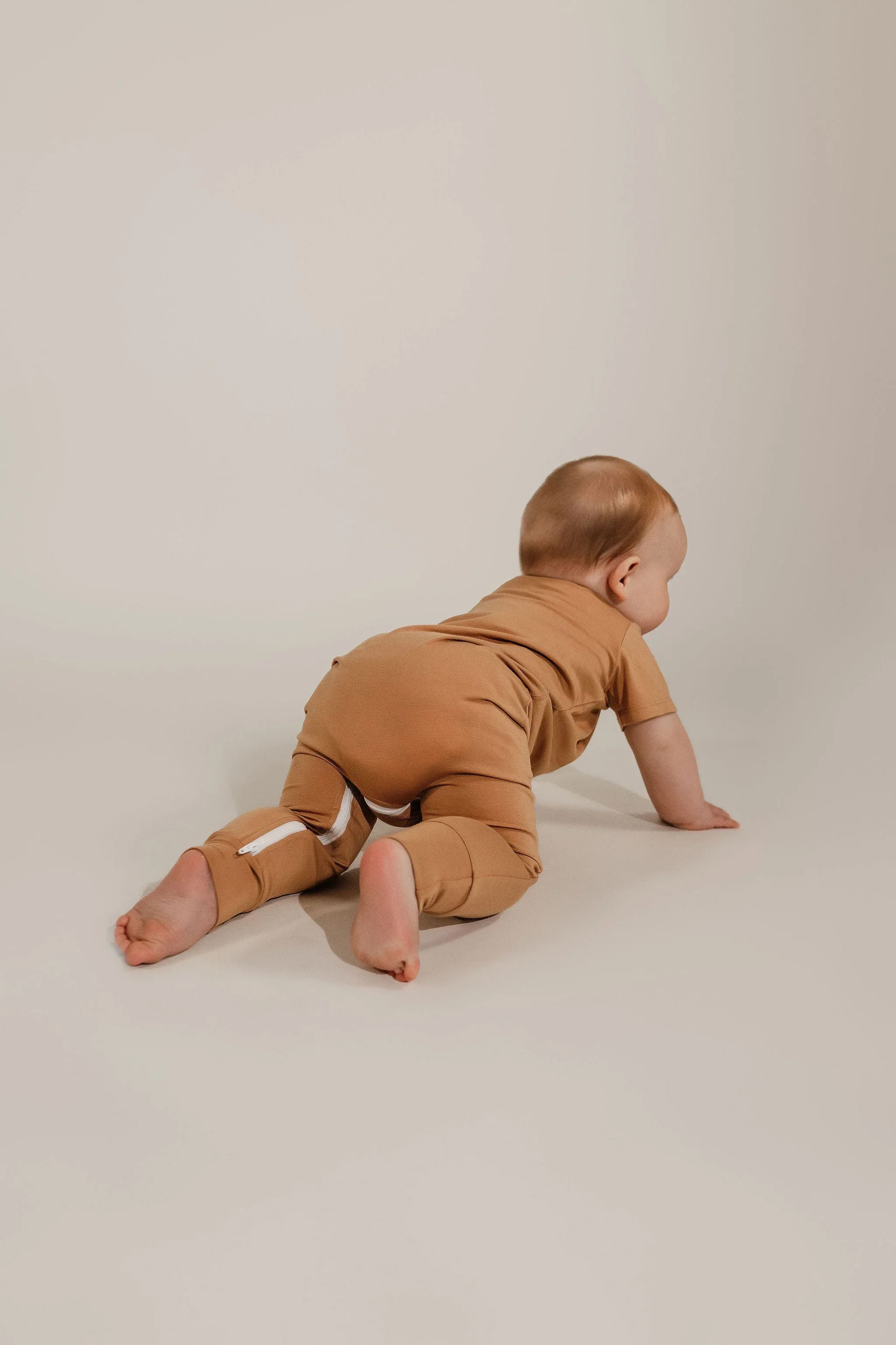 Camel Bamboo Lyocell Zip Romper - Image 3