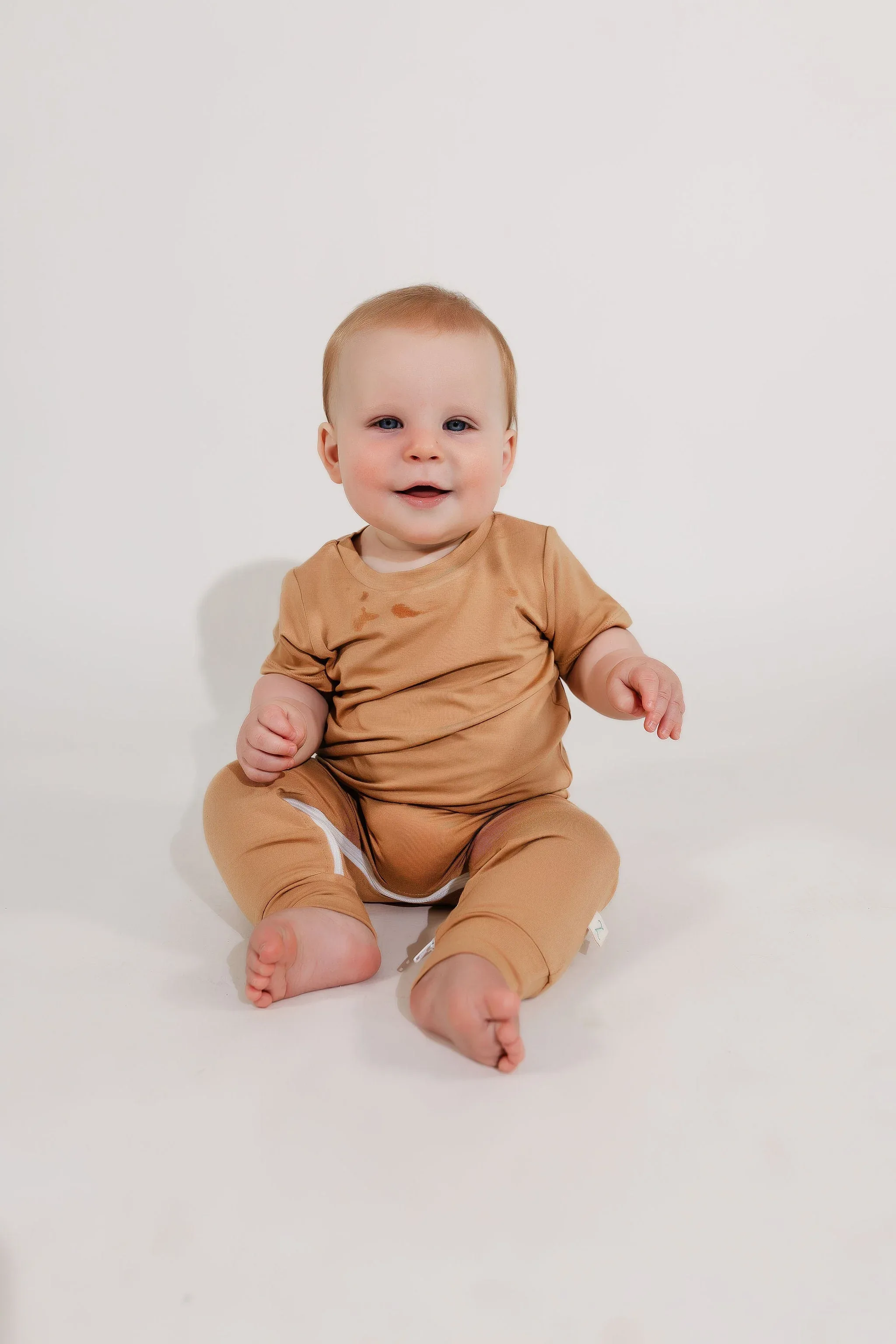 Camel Bamboo Lyocell Zip Romper - Image 7