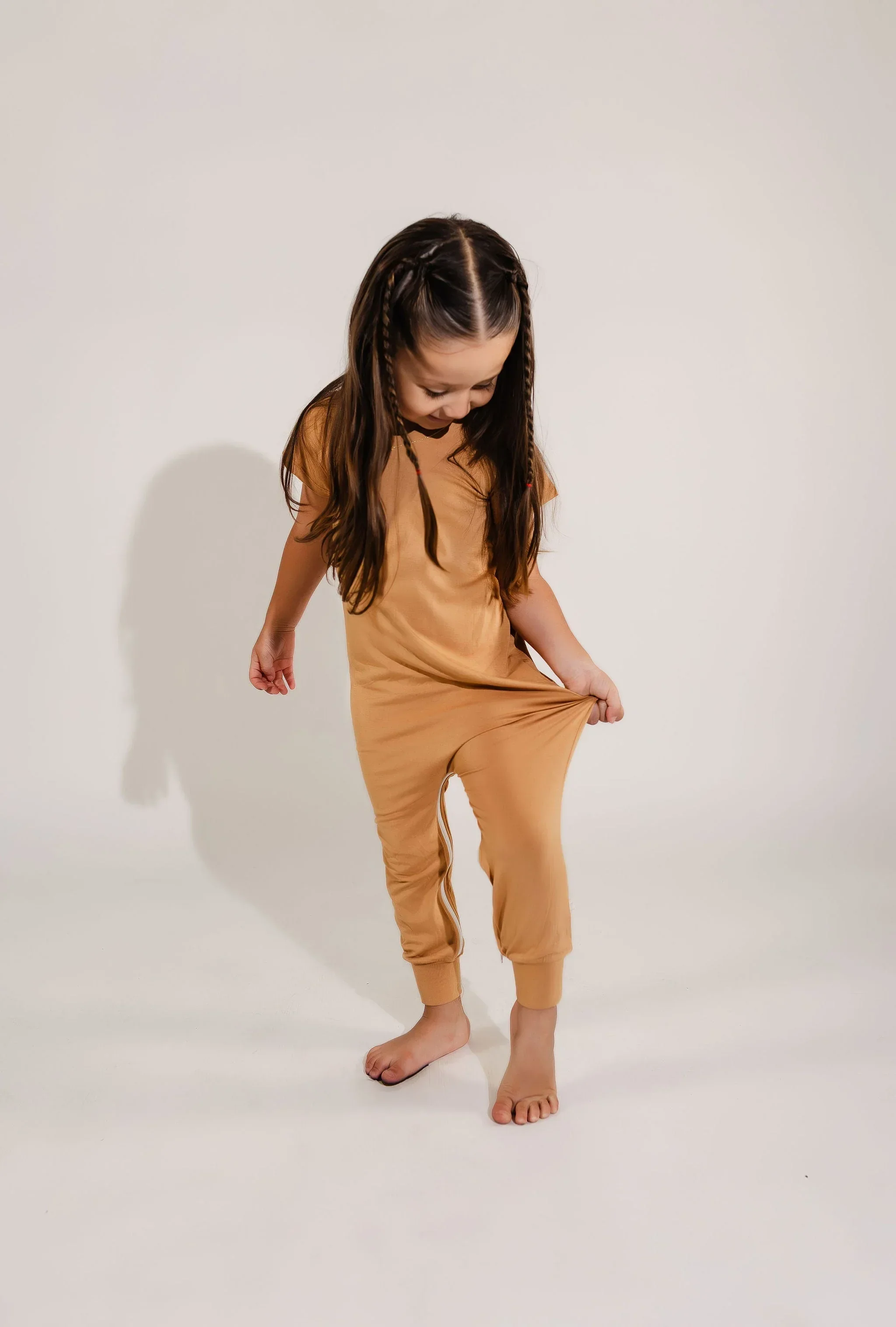 Camel Bamboo Lyocell Zip Romper - Image 8