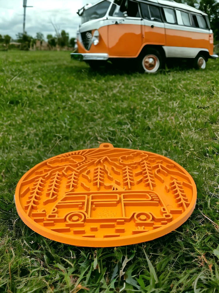 Camp eMat - Enrichment Lick Mat For Dogs and Cats - with Suction Cups | Retro Van Design | USA Made - Image 12
