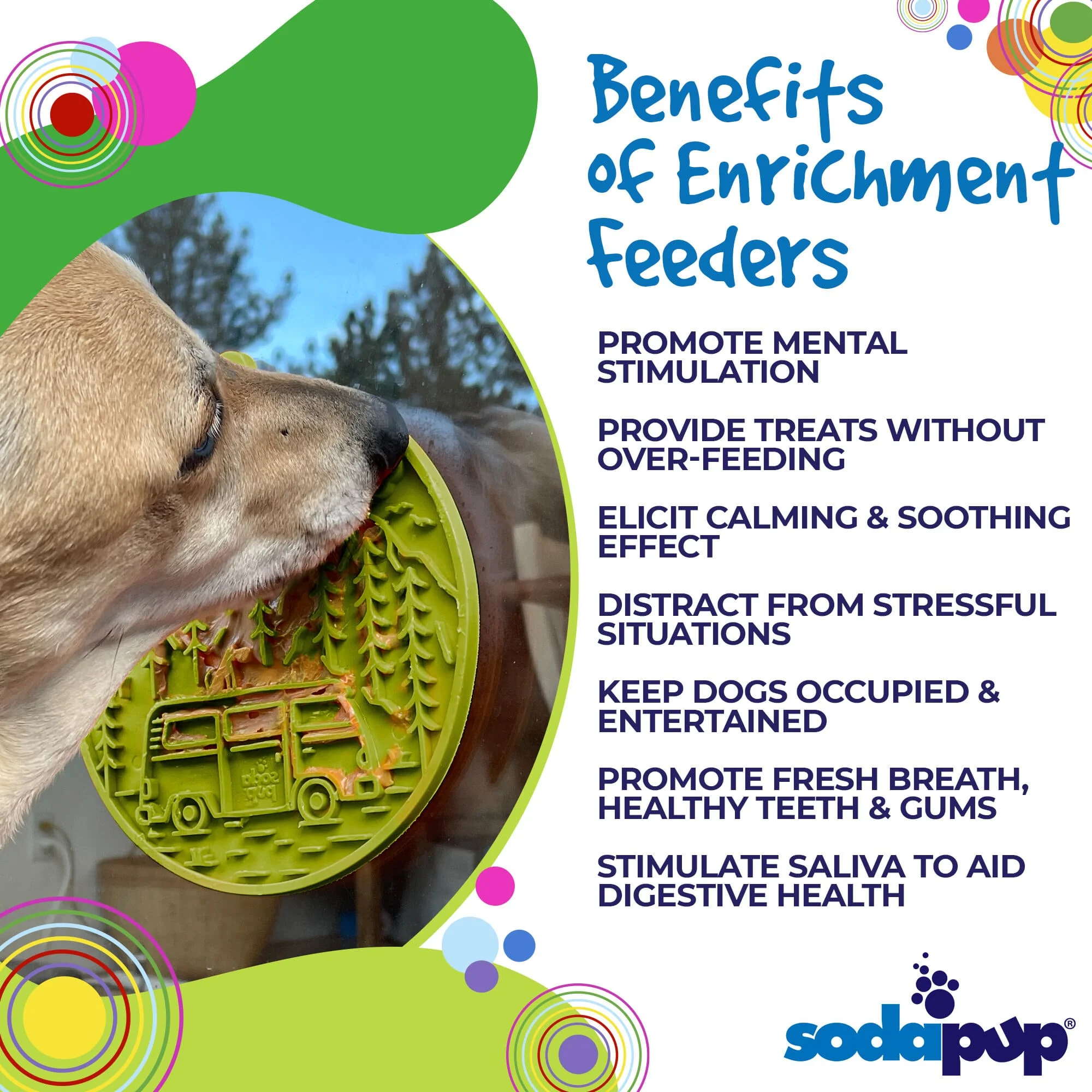 Camp eMat - Enrichment Lick Mat For Dogs and Cats - with Suction Cups | Retro Van Design | USA Made - Image 4