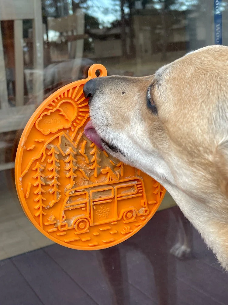 Camp eMat - Enrichment Lick Mat For Dogs and Cats - with Suction Cups | Retro Van Design | USA Made - Image 7