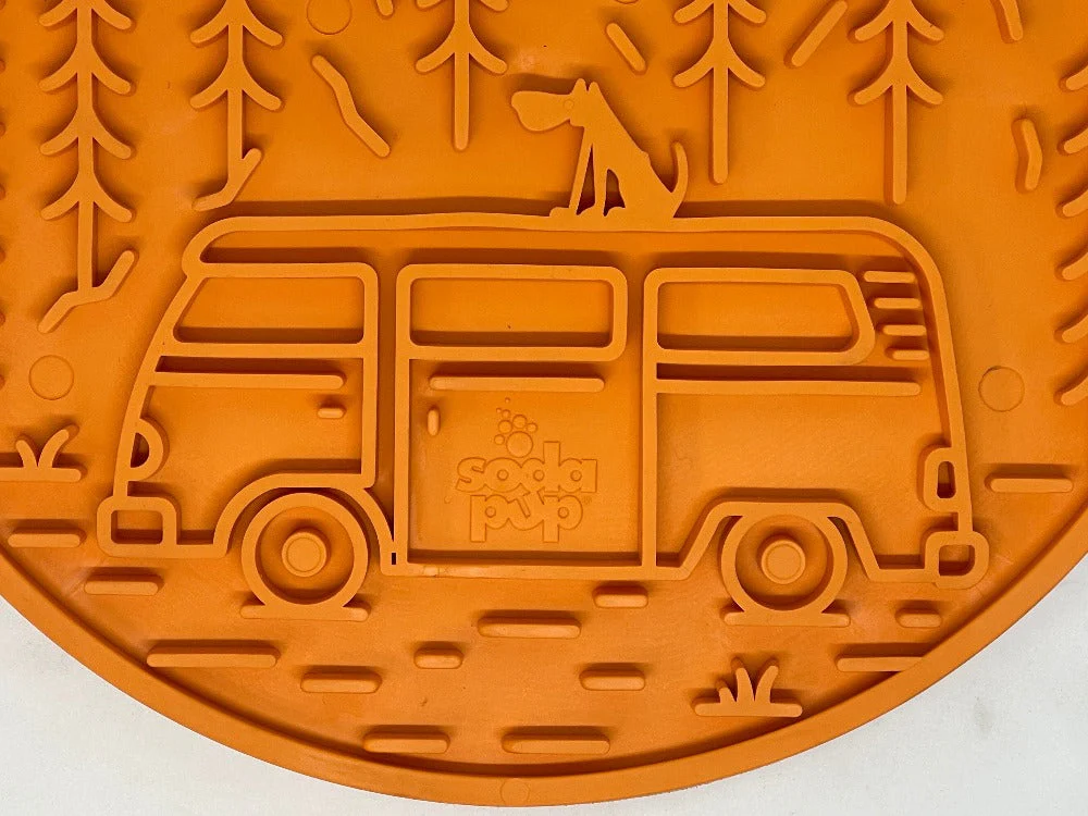Camp eMat - Enrichment Lick Mat For Dogs and Cats - with Suction Cups | Retro Van Design | USA Made - Image 8