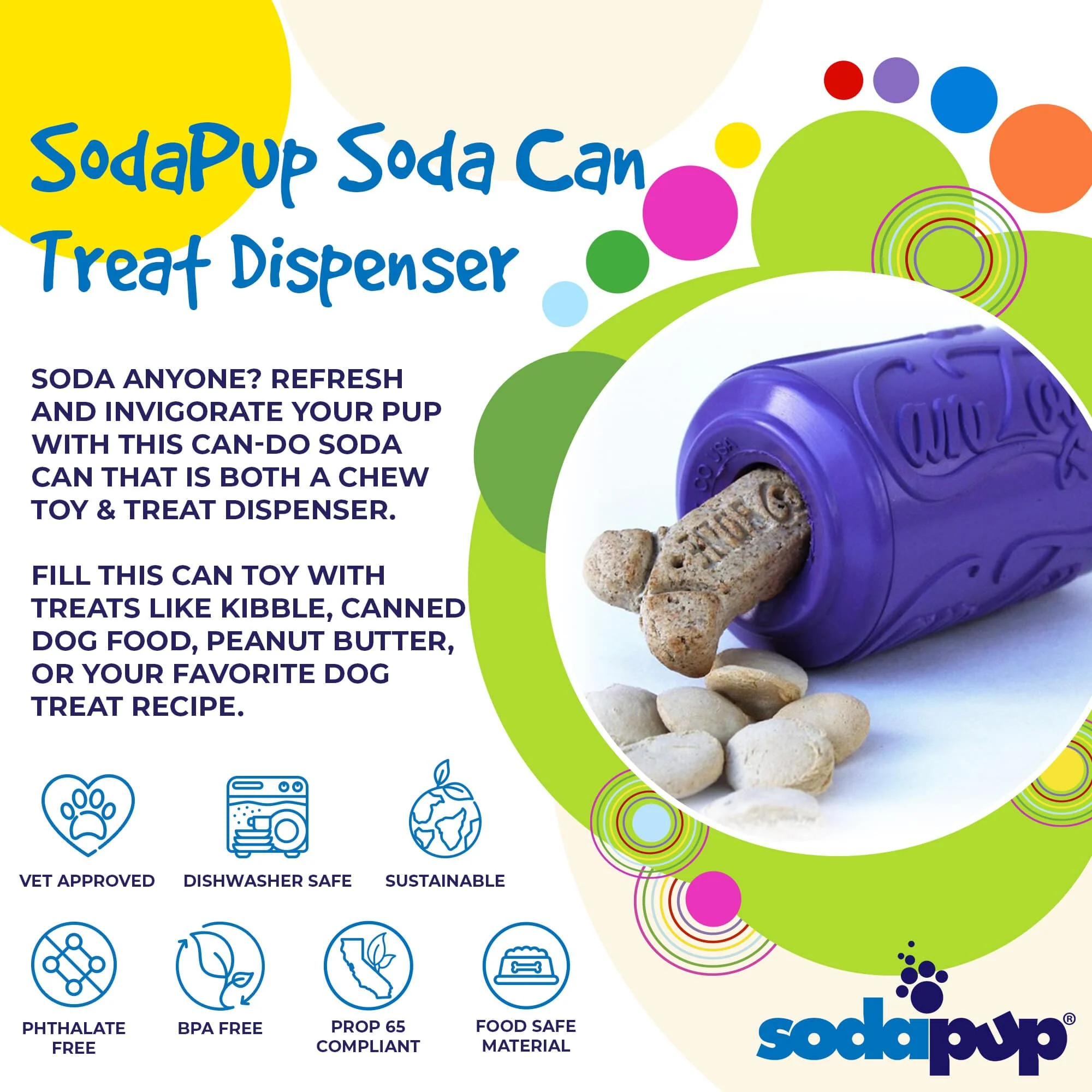 Can Toy Rubber Dog Chew Toy for Average Chewers | Treat Dispenser | USA Made - Image 2