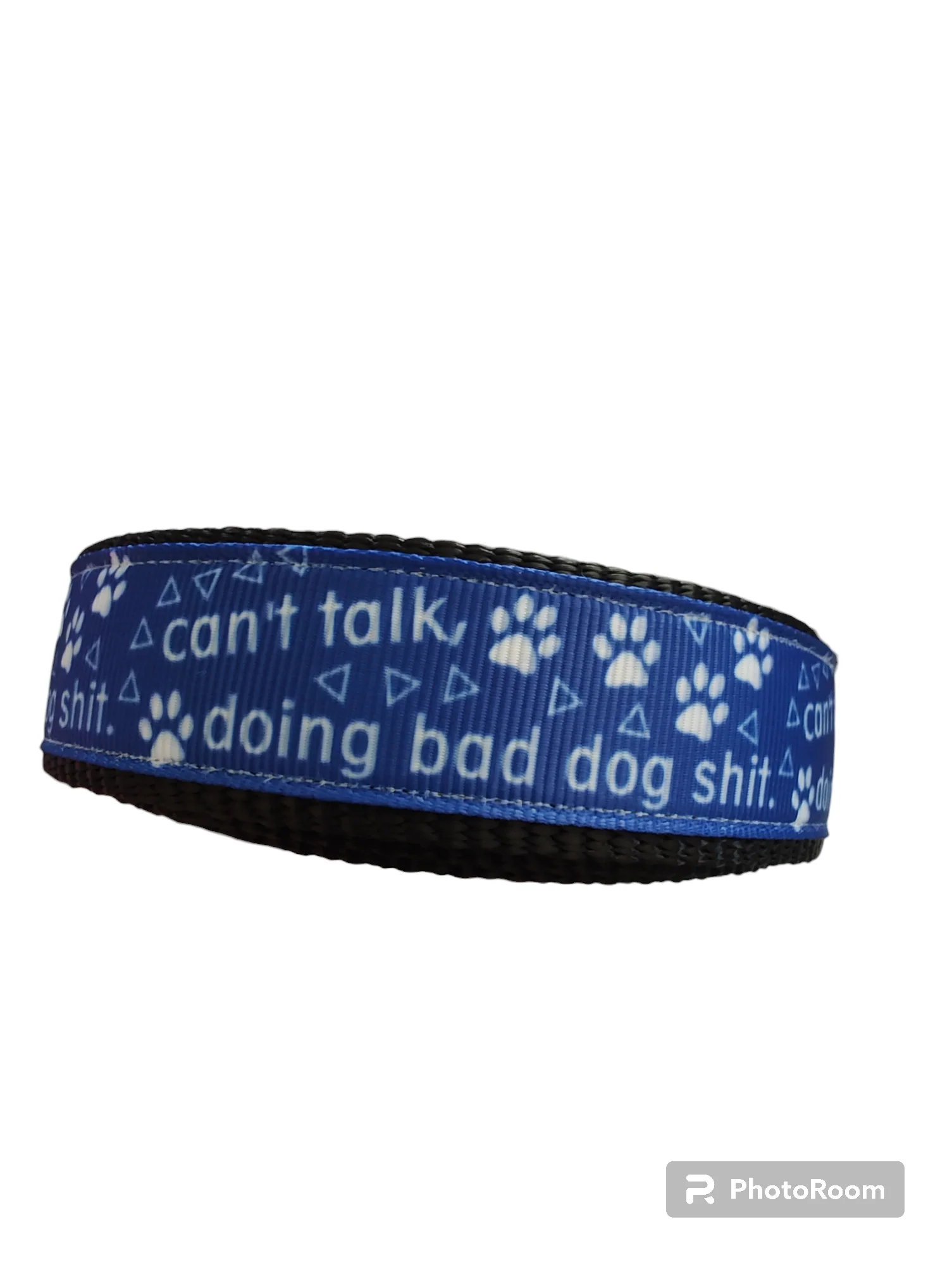 Can't Talk, Doing Bad Dog Shit Black Nylon Dog Collar MD, LG, XL, Leash - Image 2