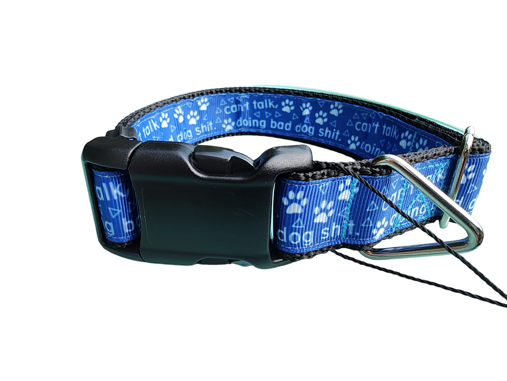 Can't Talk, Doing Bad Dog Shit Black Nylon Dog Collar MD, LG, XL, Leash - Image 3