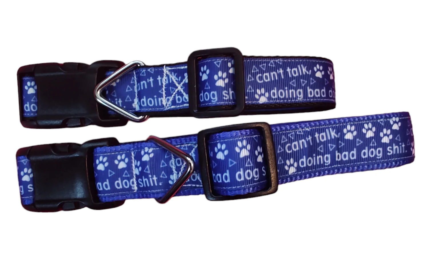 Can't Talk, Doing Bad Dog Shit Blue Nylon Dog Collar MD, LG, XL, Leash - Image 2