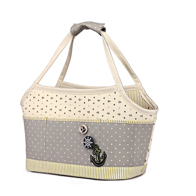 Canvas Pet Carrier Tote with Nautical Design – Breathable & Stylish - Image 2