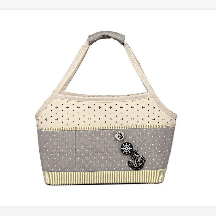 Canvas Pet Carrier Tote with Nautical Design – Breathable & Stylish - Image 3