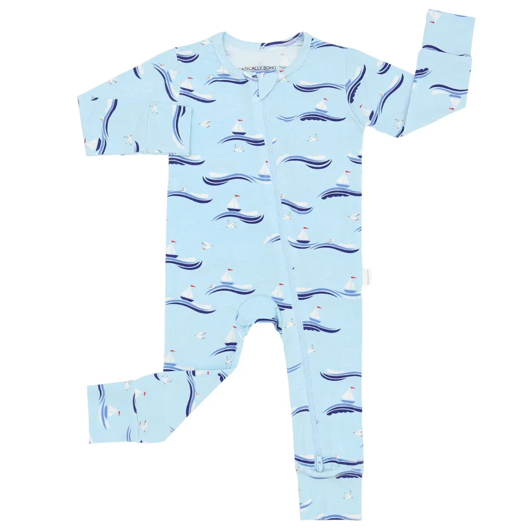 Cape Cod Sailboat Zippered Romper - Image 2