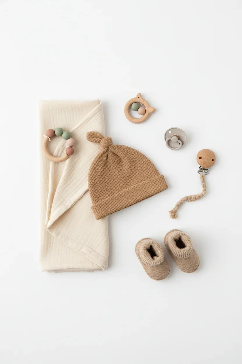 Caramel Brown Waffle Knit Newborn Baby Knot Hat - Image 2