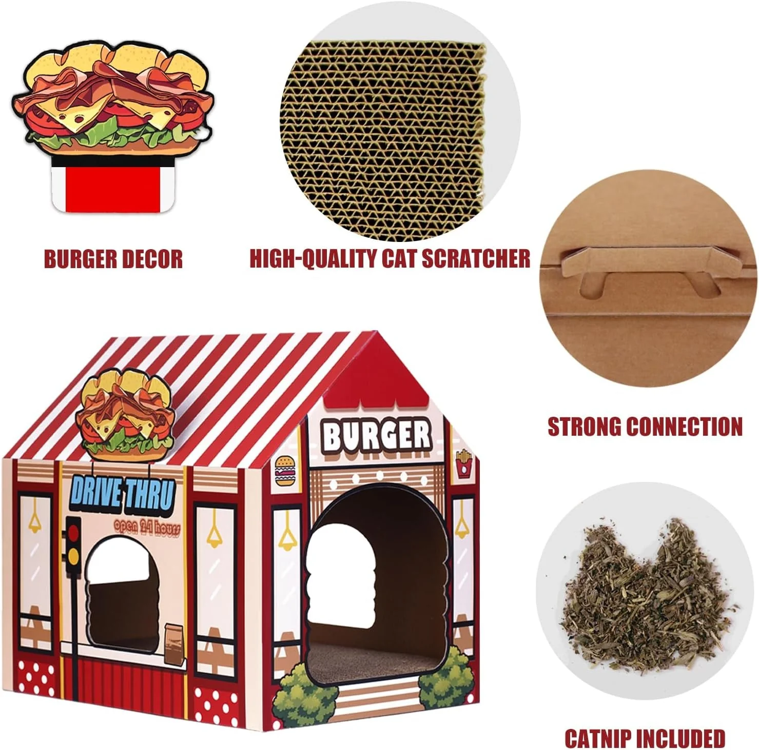 Cardboard Cat House with Scratcher - Image 3